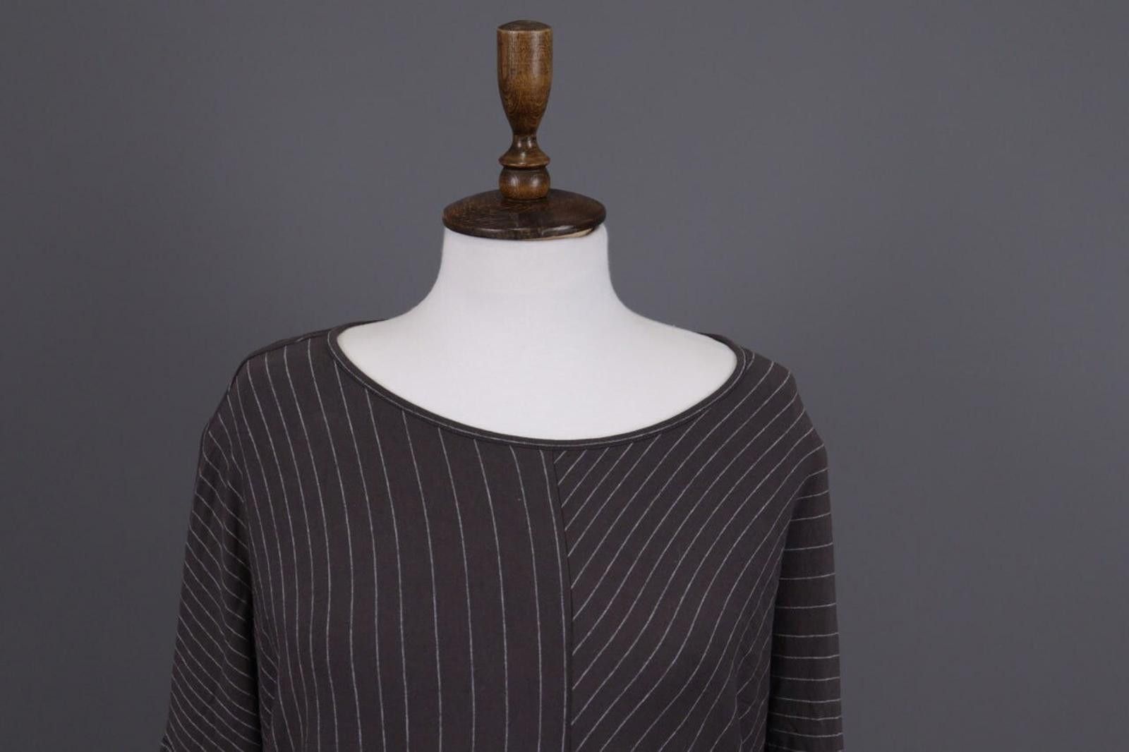 Oscar De La Renta Oska Brown Striped Relaxed Lagenlook Tunic Dress Size 2 Size XS / US 0-2 / IT 36-38 - 2 Thumbnail