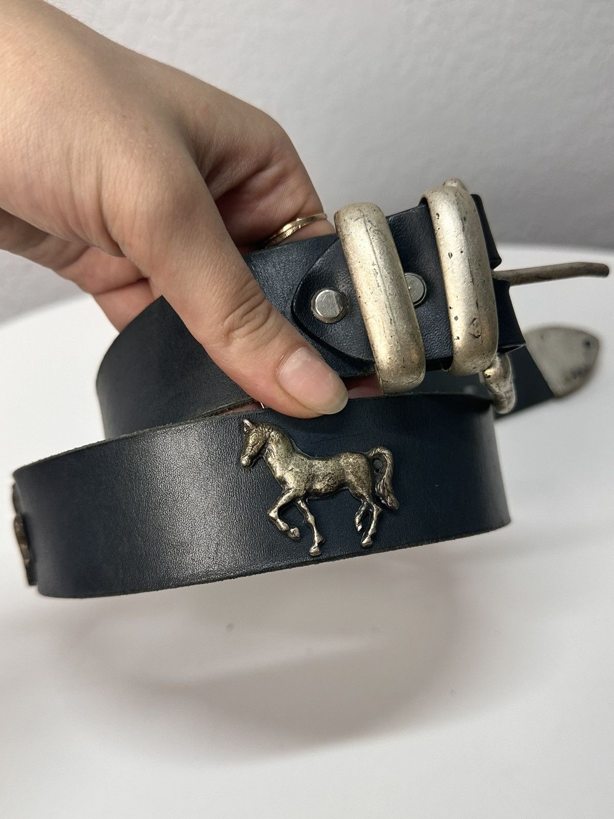 B.B. Simon Vintage 90s Leather Belt Ifsixwasnine Hysteric Glamour Style Size ONE SIZE - 6 Thumbnail