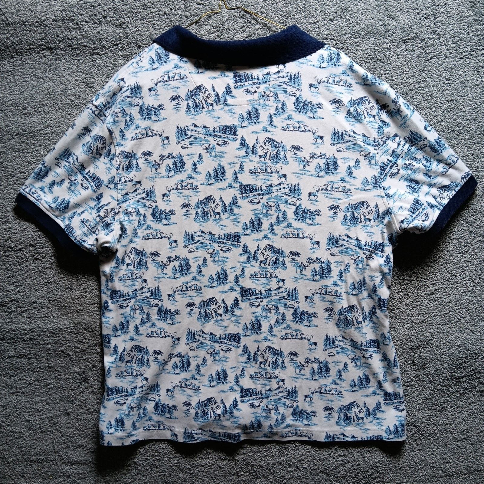 Club Room Club Room Men’s Polo Shirt XL Forest Print Blue Preppy Size US XL / EU 56 / 4 - 3 Thumbnail