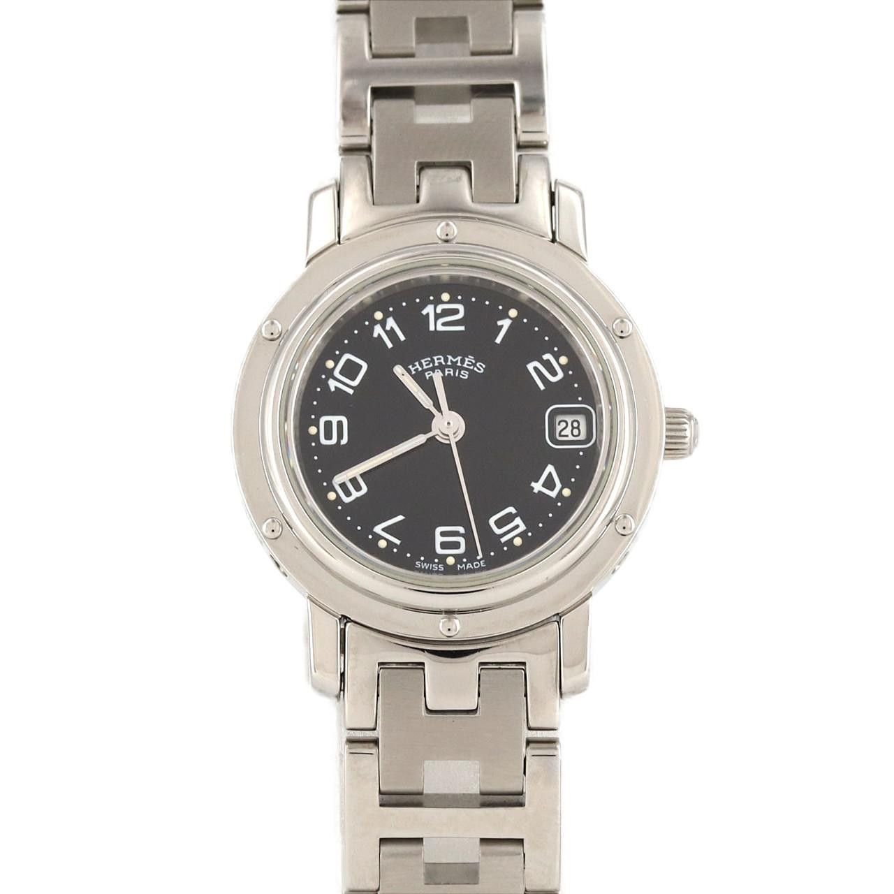 Hermes Hermès Clipper Stainless Steel Metal Quartz CL4.210 DUTY FREE for USA