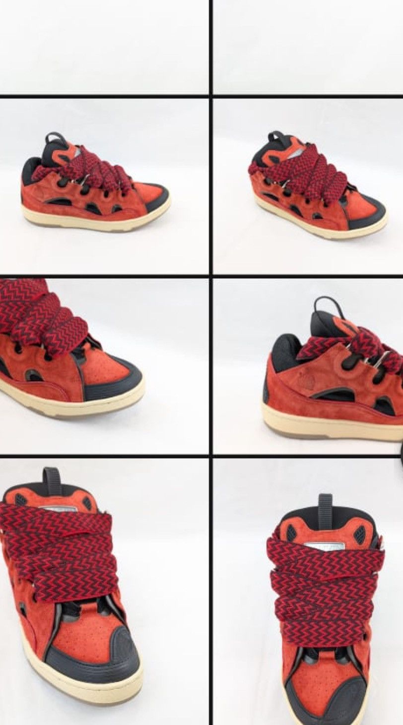 Lanvin o1w1db10125 Curb Lace Up Sneakers in Red/Black Size US 12 / EU 45 - 2 Thumbnail
