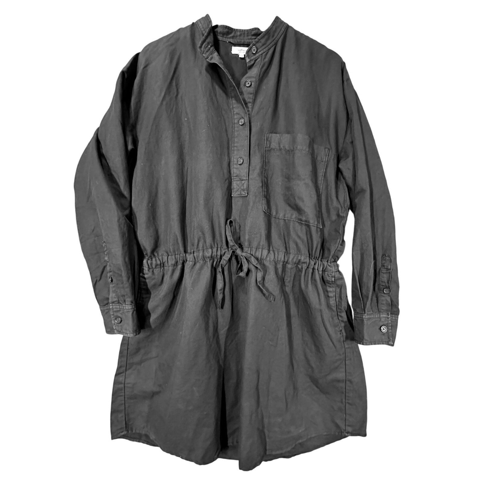 Aritzia Wilfred Aritzia Linen Utility Shirt Dress Black L Size L / US 10 / IT 46 - 1 Thumbnail