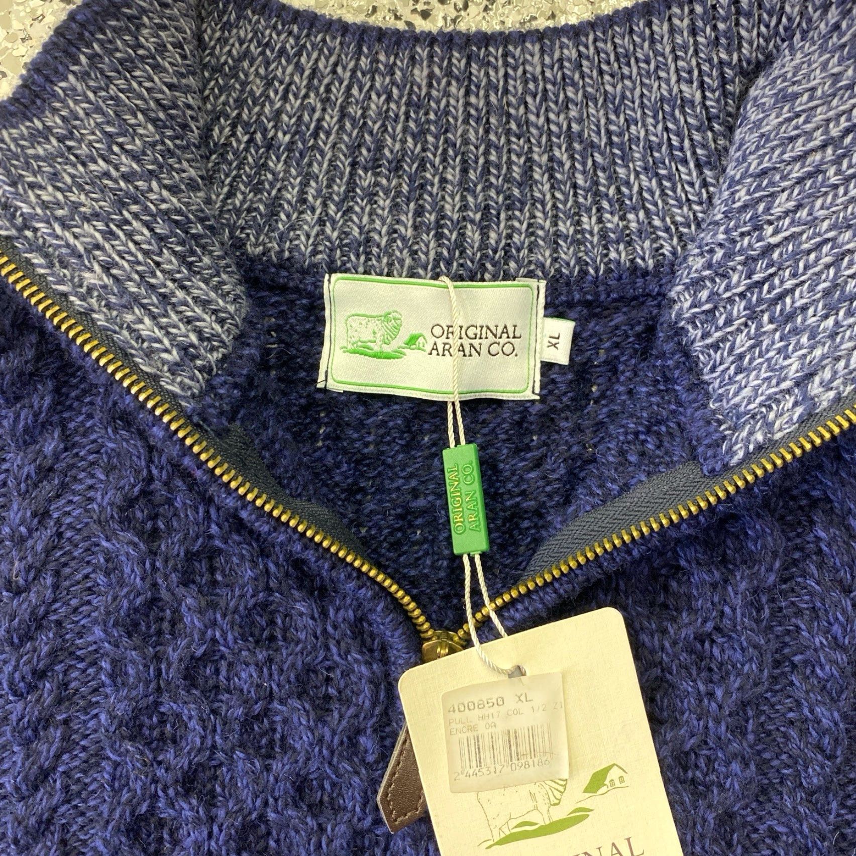 CO Original Aran Co Fisherman Knit Cardigan Sweater Women’s XL Blue Wool NWT NEW Size XL / US 12-14 / IT 48-50 - 2 Thumbnail