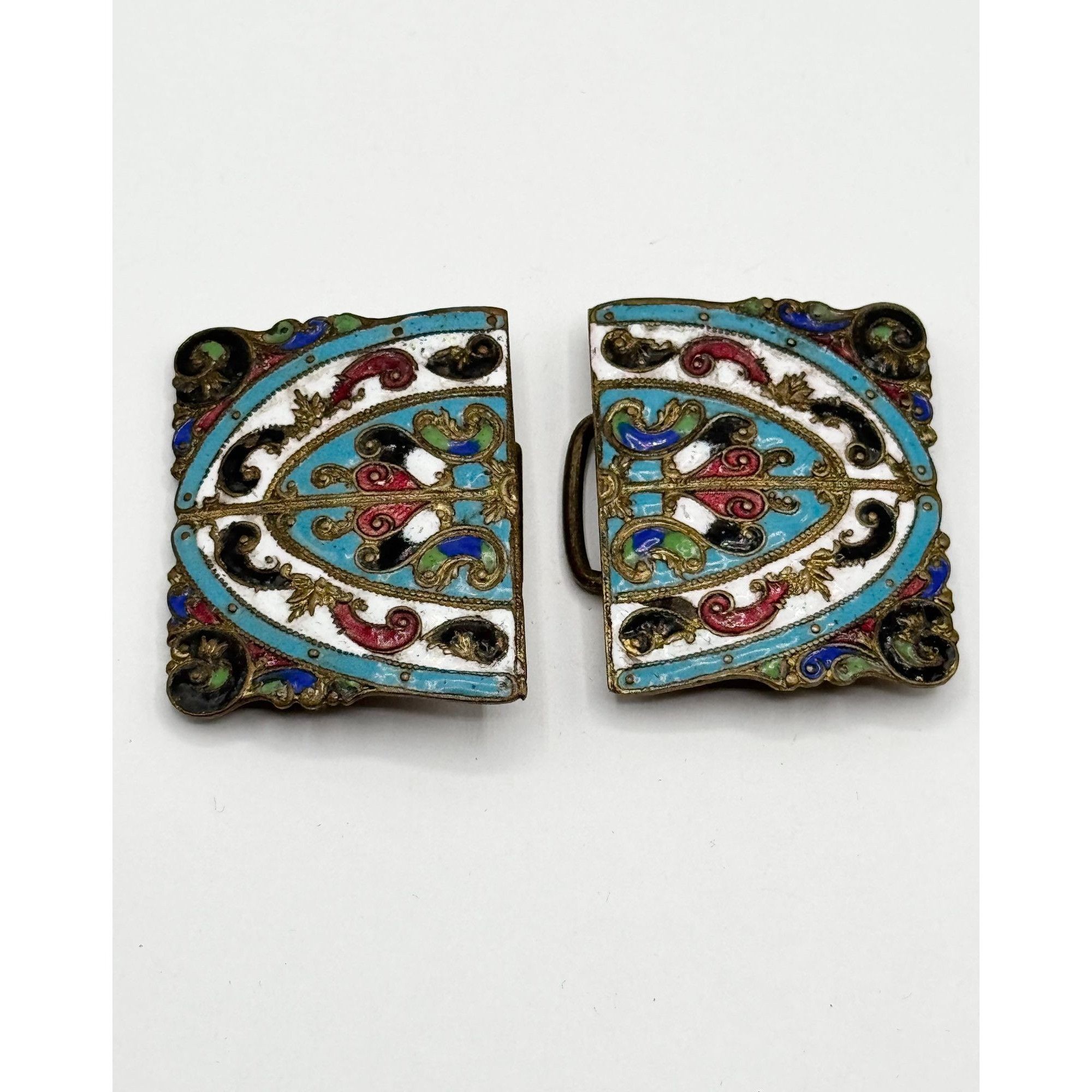 Vintage Antique Austro Hungarian Enamel Interlocking Two Piece Belt Size ONE SIZE - 4 Thumbnail
