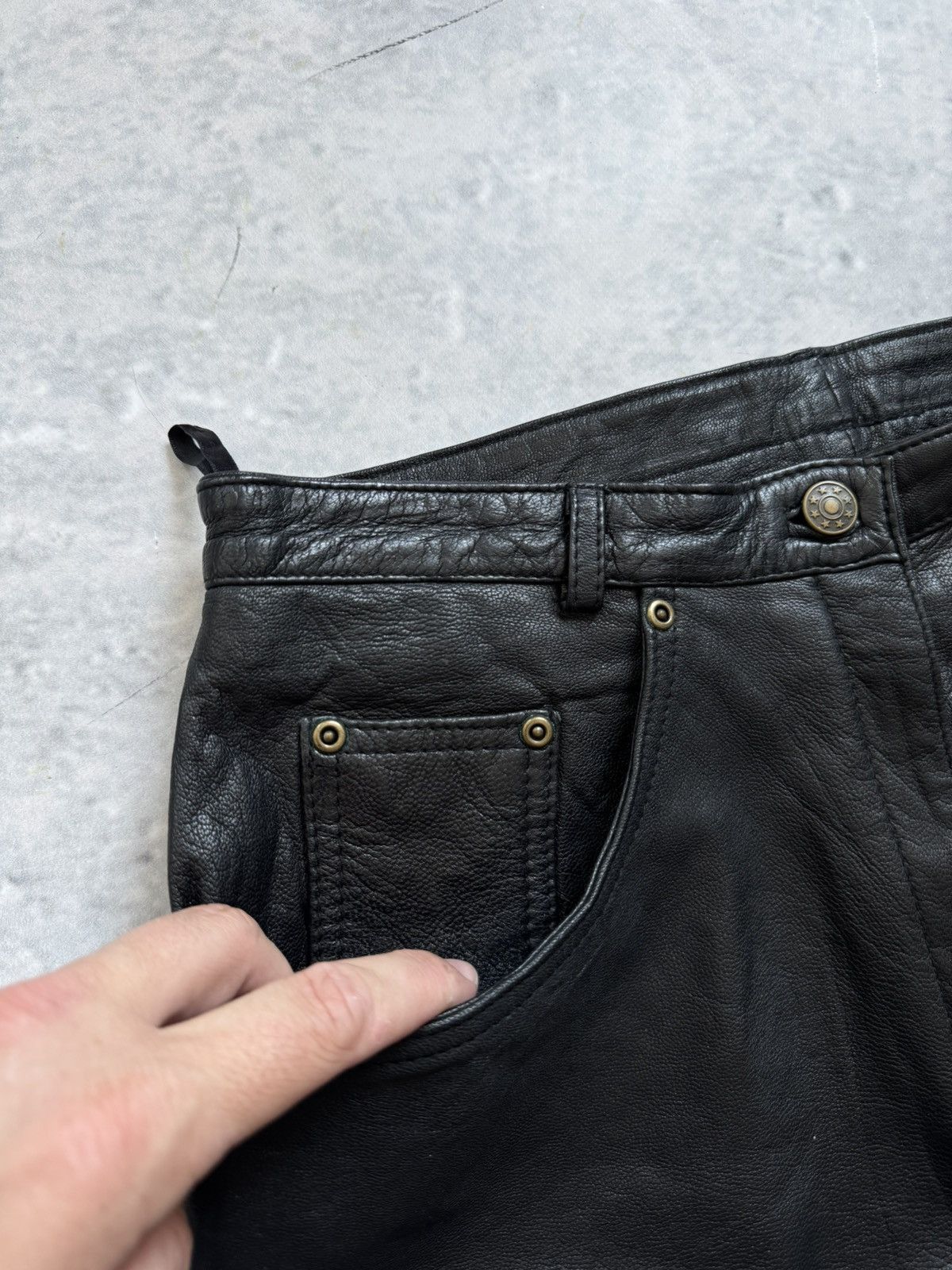 Vintage 🤳Awesome 100% leather pants Moto style Luxury Size US 42 / EU 58 - 4 Thumbnail
