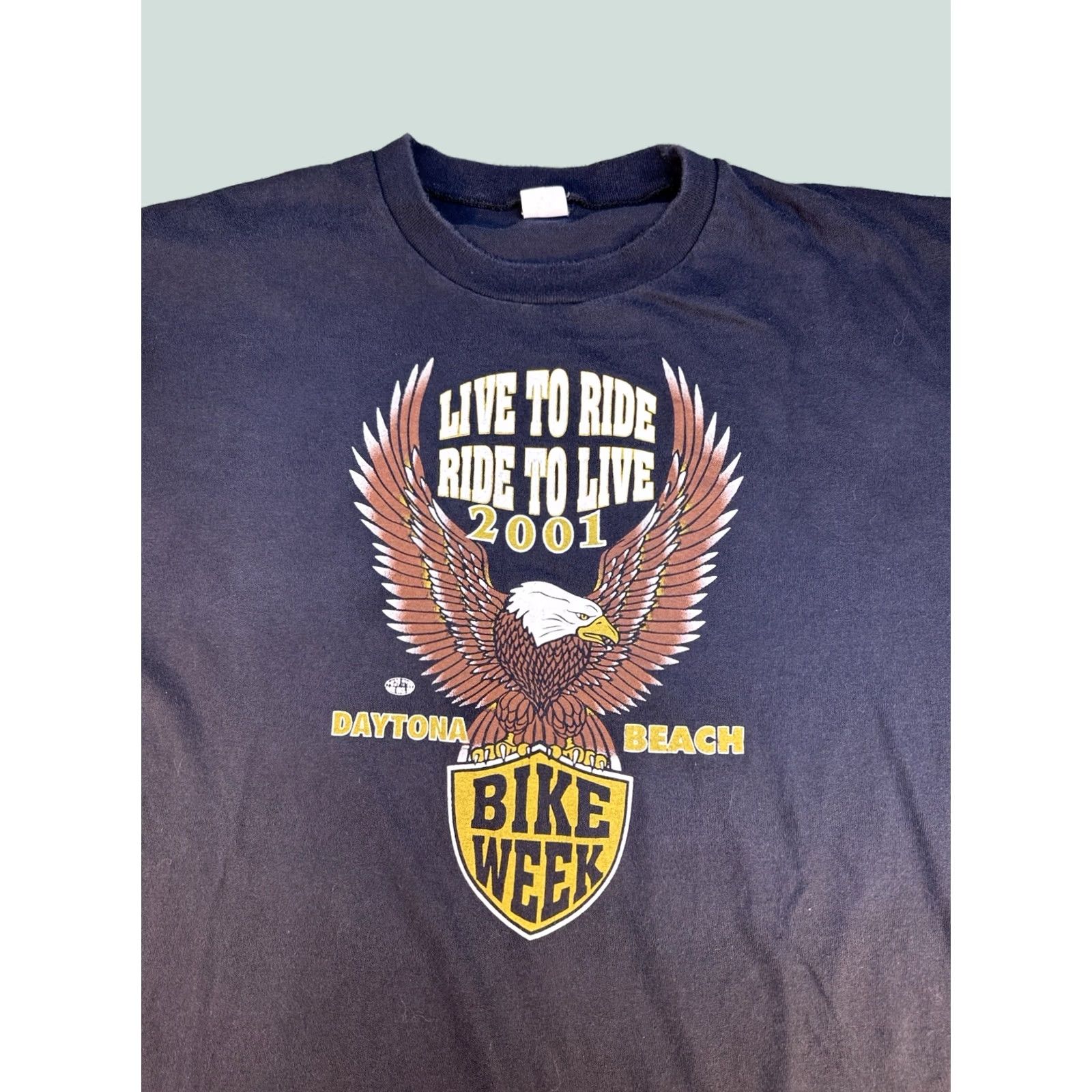 Vintage VINTAGE Daytona Beach Bike Week T-Shirt XL Live To Ride Eagle Graphic Mens Black Size US XL / EU 56 / 4 - 1 Thumbnail