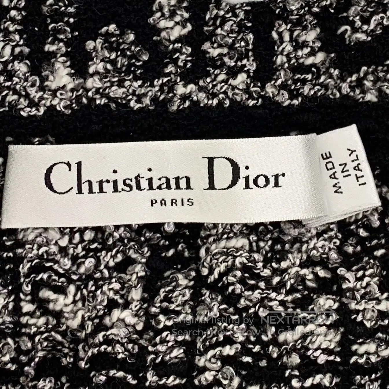 Dior Dior Black Diamond Check Cotton Mixed Fabric Tweed Reversi Size 37" - 6 Thumbnail