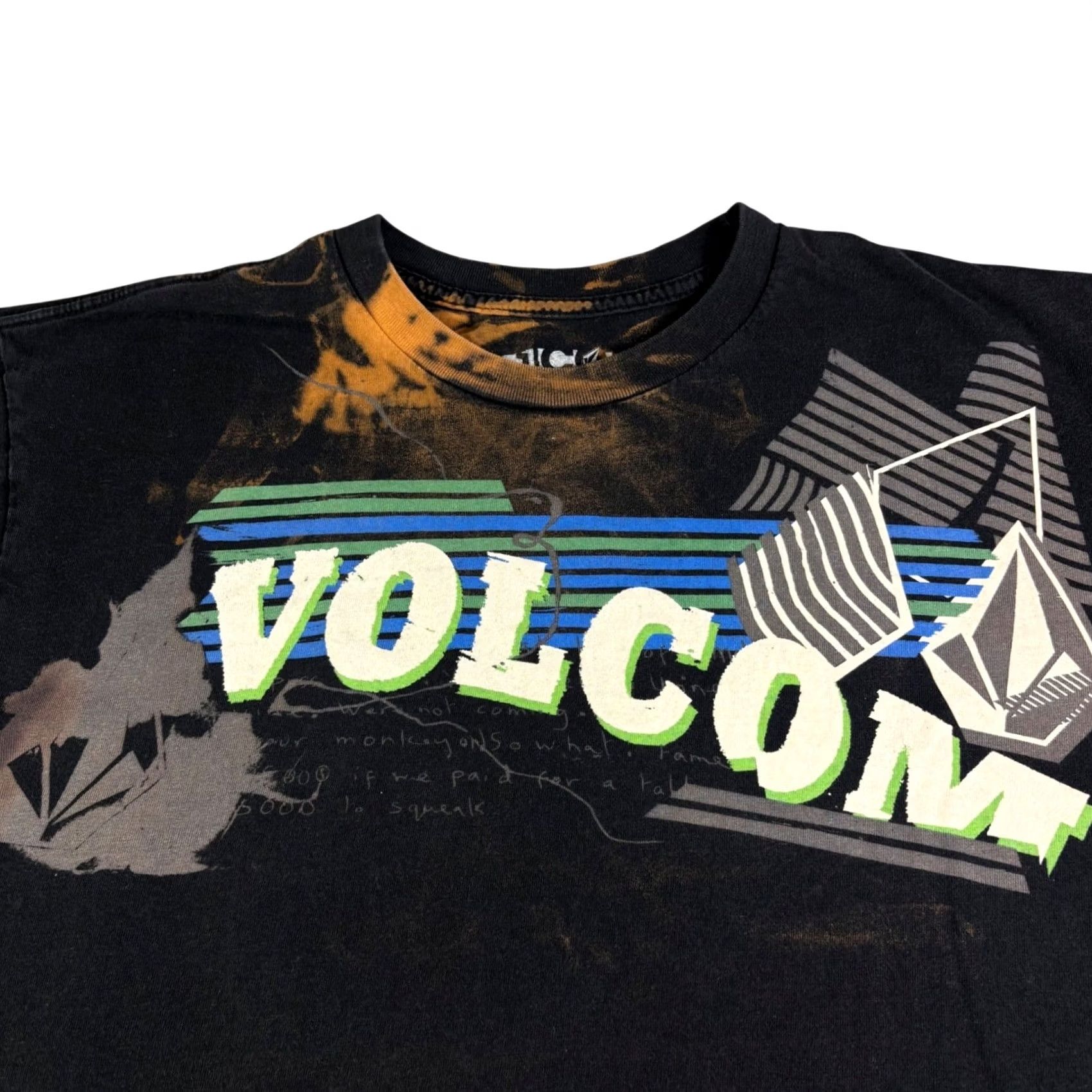 Volcom VINTAGE Volcom Graphic T-Shirt Mens Large Black Bleach Dye Distressed Skate Tee Size US L / EU 52-54 / 3 - 2 Thumbnail