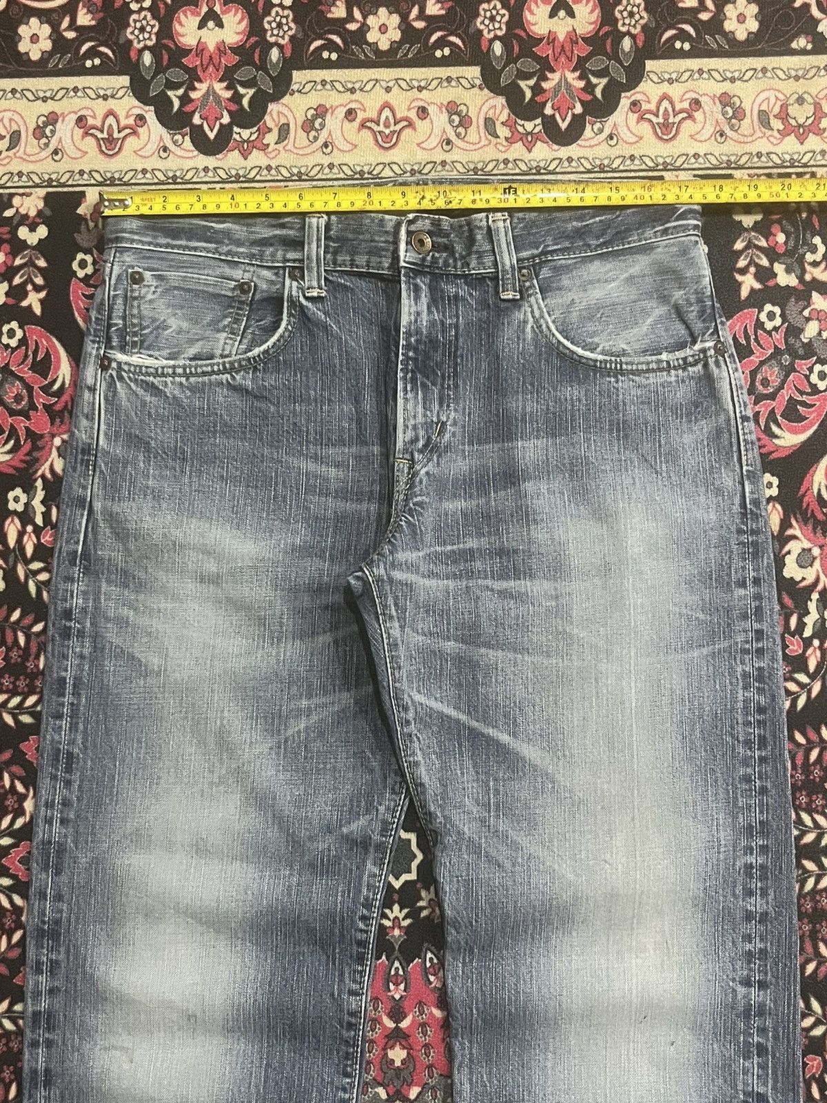 Edwin Vintage Edwin Japan 505ZX Blue Faded Washed Selvedge Jeans Size US 32 / EU 48 - 14 Thumbnail