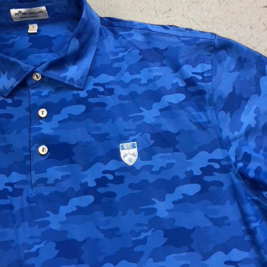 Peter Millar Peter Millar Polo Shirt Mens Large Blue Camouflage Golf Summer Comfort Logo Size US L / EU 52-54 / 3 - 3 Thumbnail