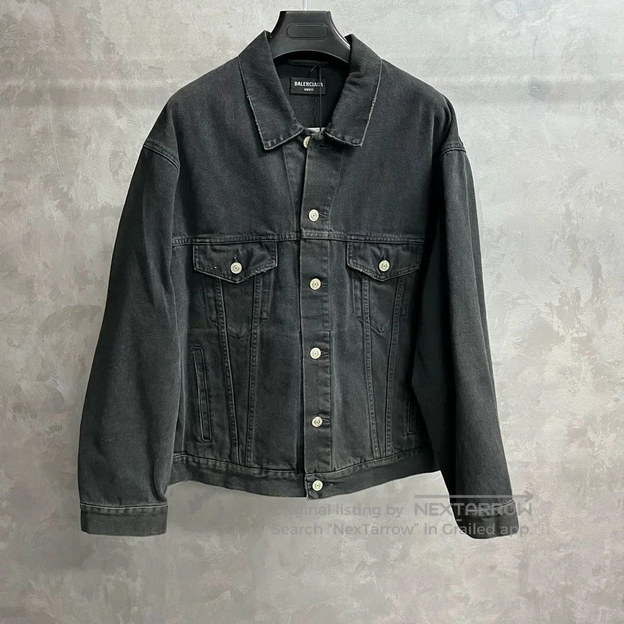 Balenciaga Black Denim Graffiti Jacket.