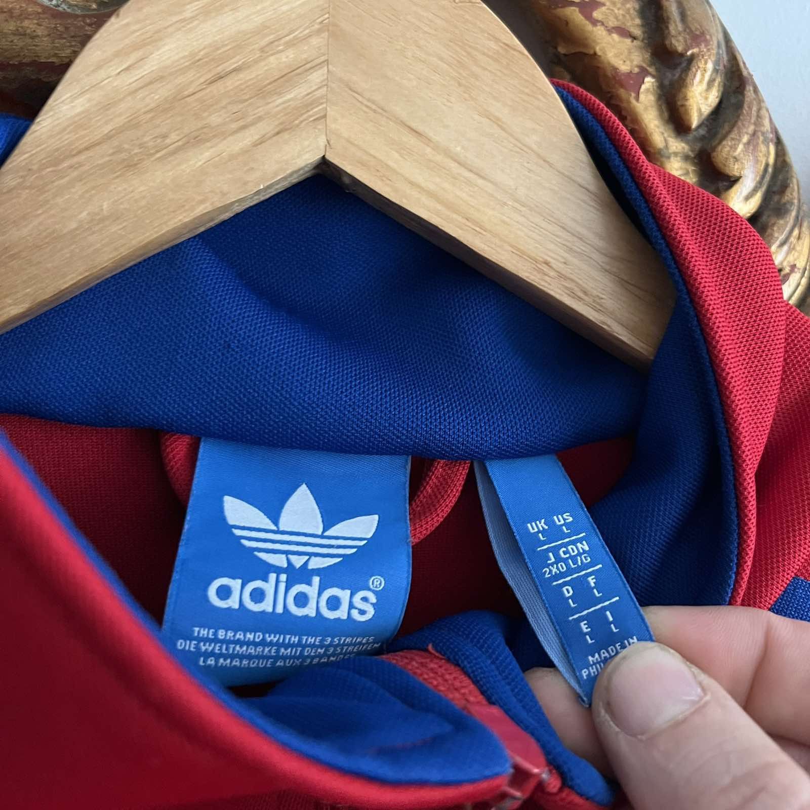 Adidas × Vintage Vintage Y2K Balenciaga Style Adidas Red Track Jacket Sz L Size US L / EU 52-54 / 3 - 5 Thumbnail