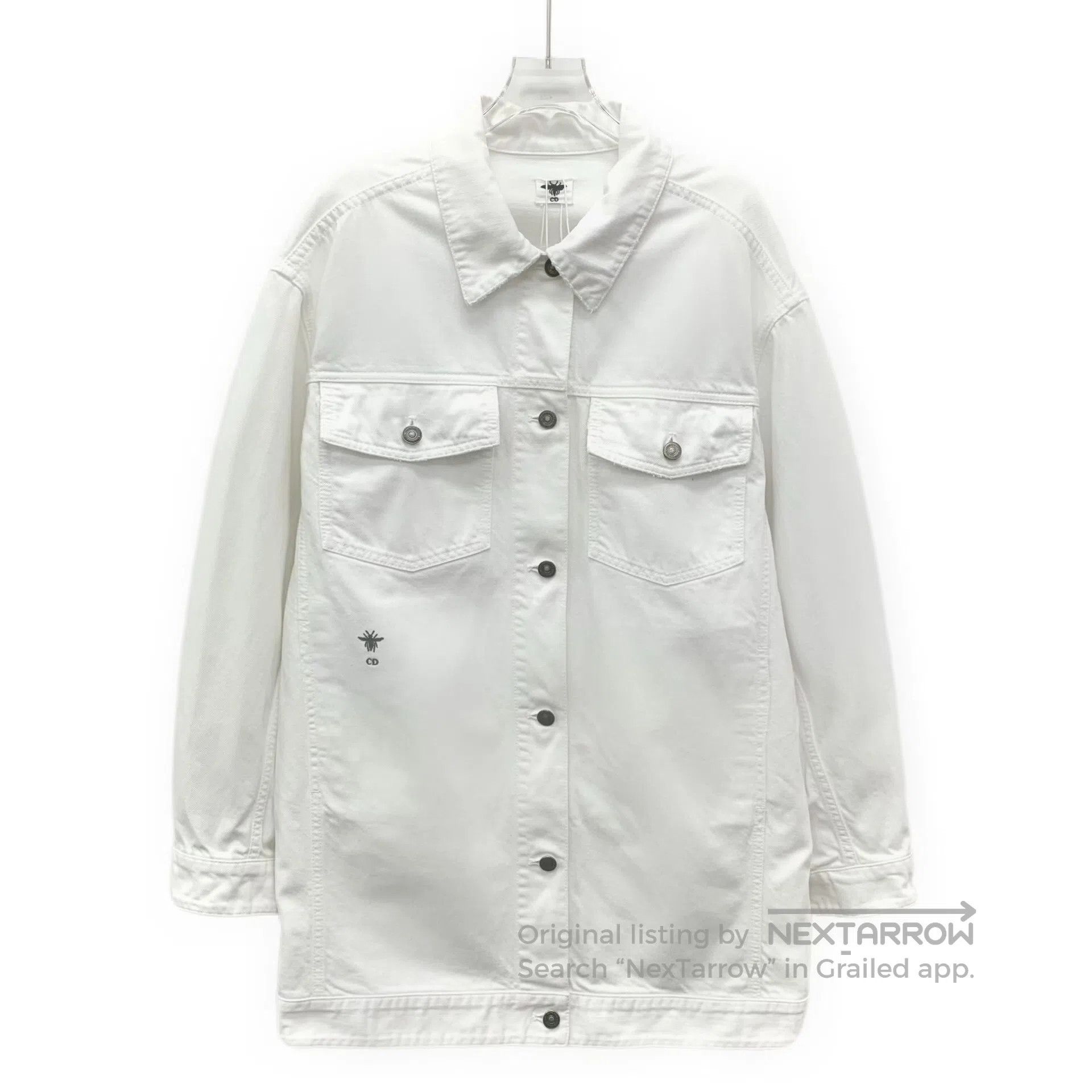 Dior Dior White bee embroidery cotton lapel single-breasted lon Size XS / US 0-2 / IT 36-38 - 1 Thumbnail