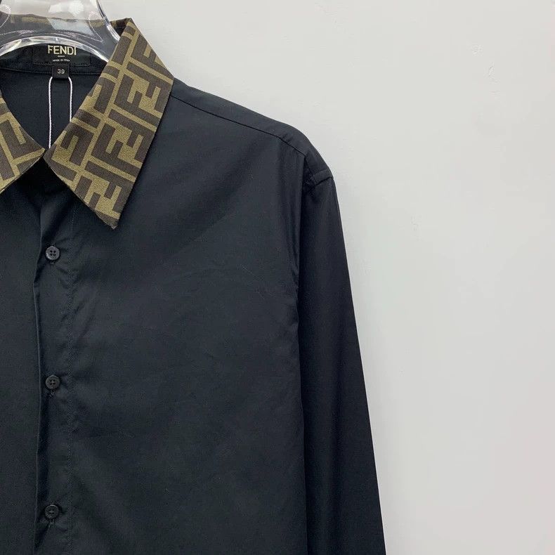 Fendi Black Logo Long Sleeve Cotton Shirt Size US M / EU 48-50 / 2 - 3 Thumbnail