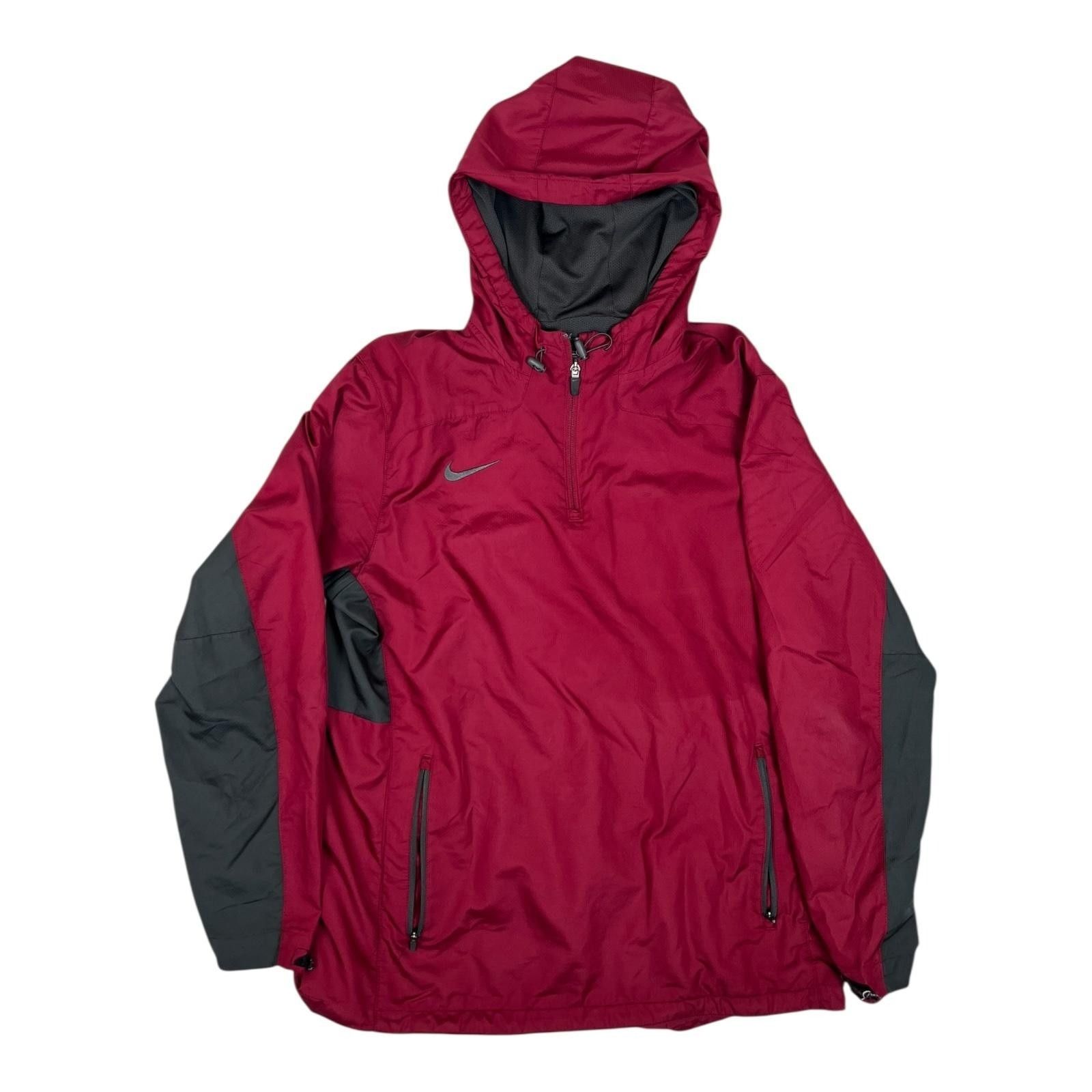 Nike VTG Nike Jacket Mens Large Red Hooded Windbreaker Pullover 1 Size US L / EU 52-54 / 3 - 1 Thumbnail