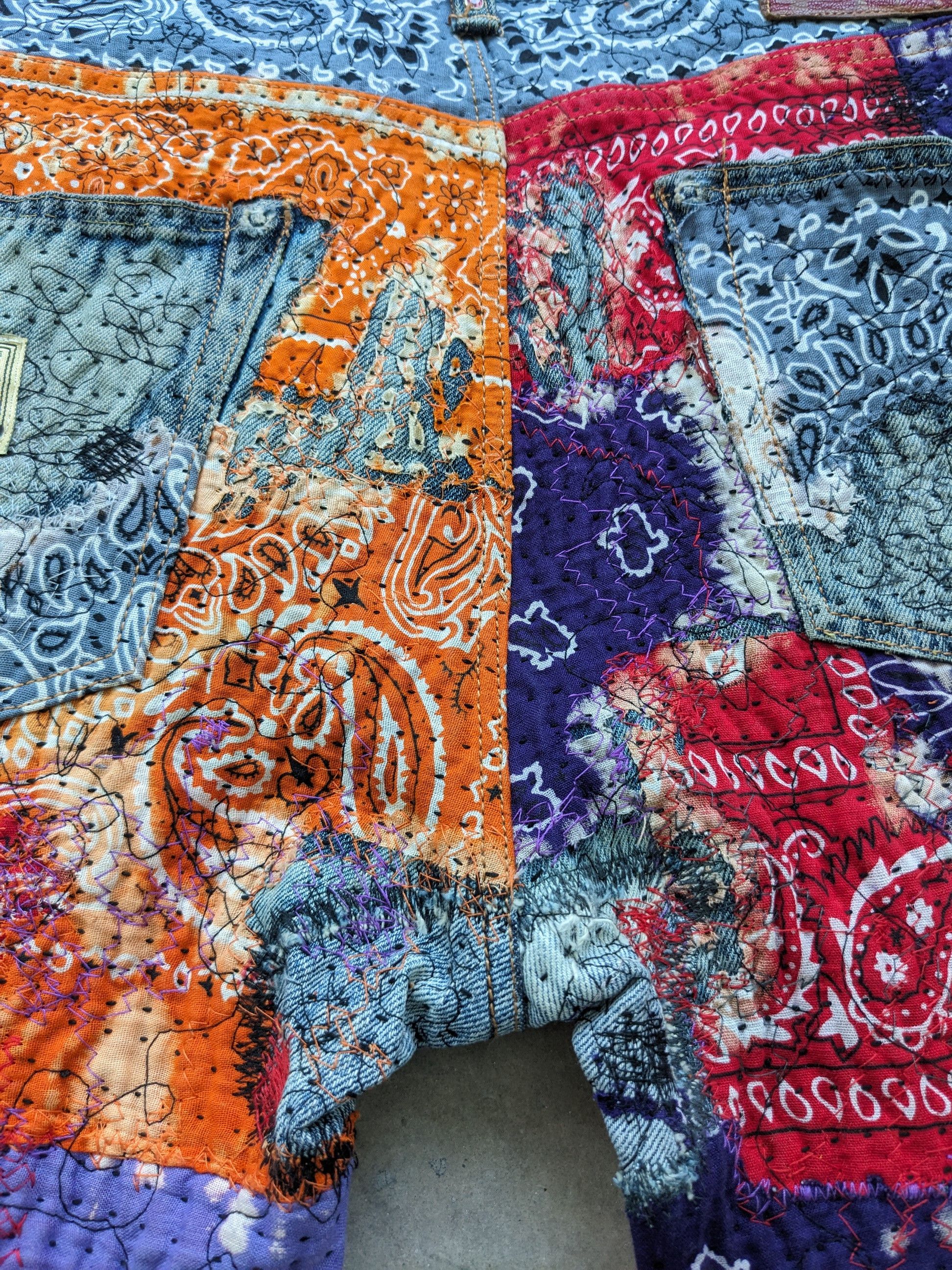 Art Comes First × Japanese Brand × Kapital 1/1 World Kapital Reconstruction Denim Bandana Over Design Size US 35 - 20 Thumbnail