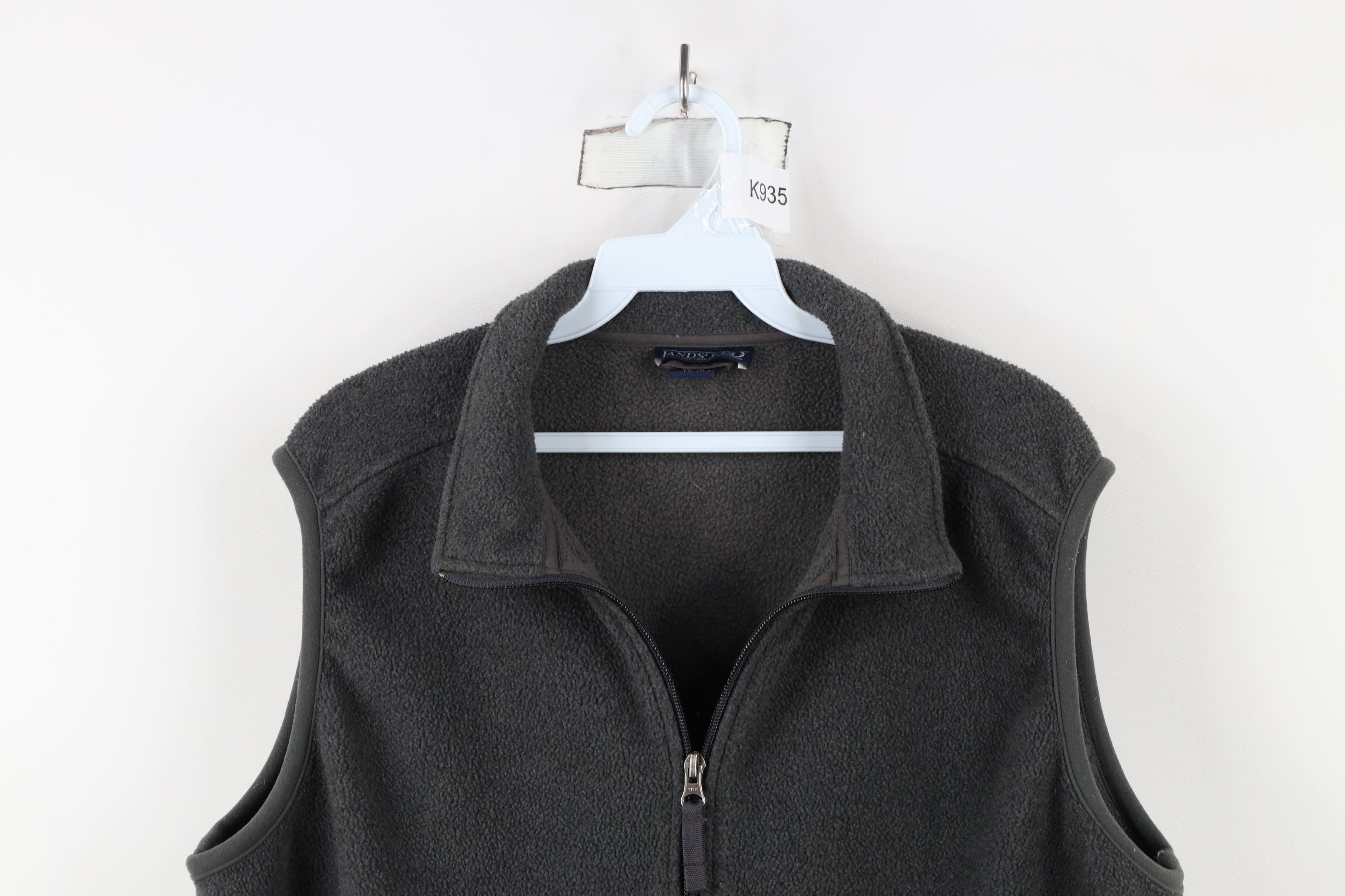 Lands' End × Vintage Vintage 90s Lands End Blank Fleece Vest Jacket Gray USA Size L / US 10 / IT 46 - 2 Thumbnail