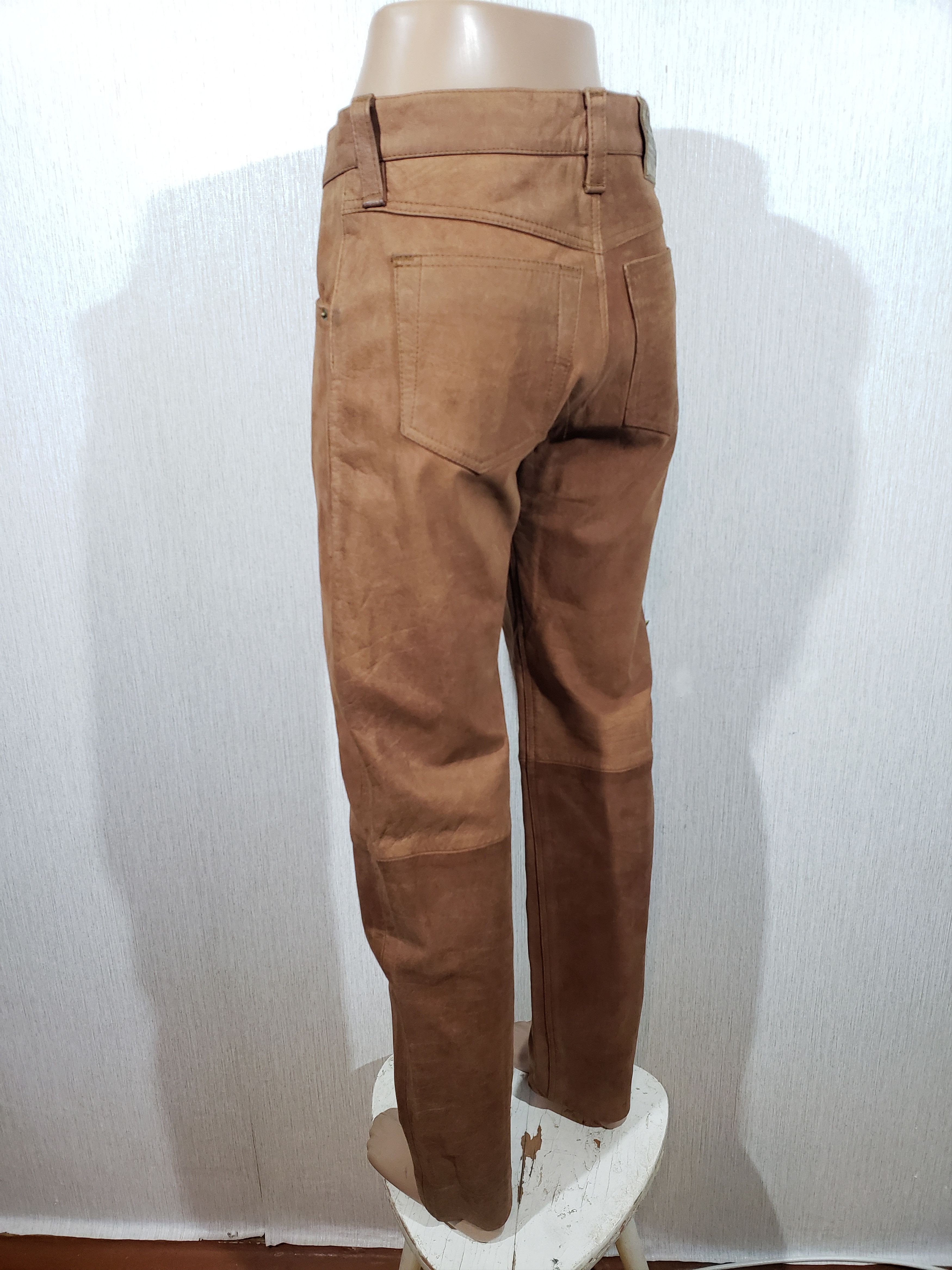 Genuine Leather Brown leather pants made of nubuck leather. Size US 29 - 5 Thumbnail