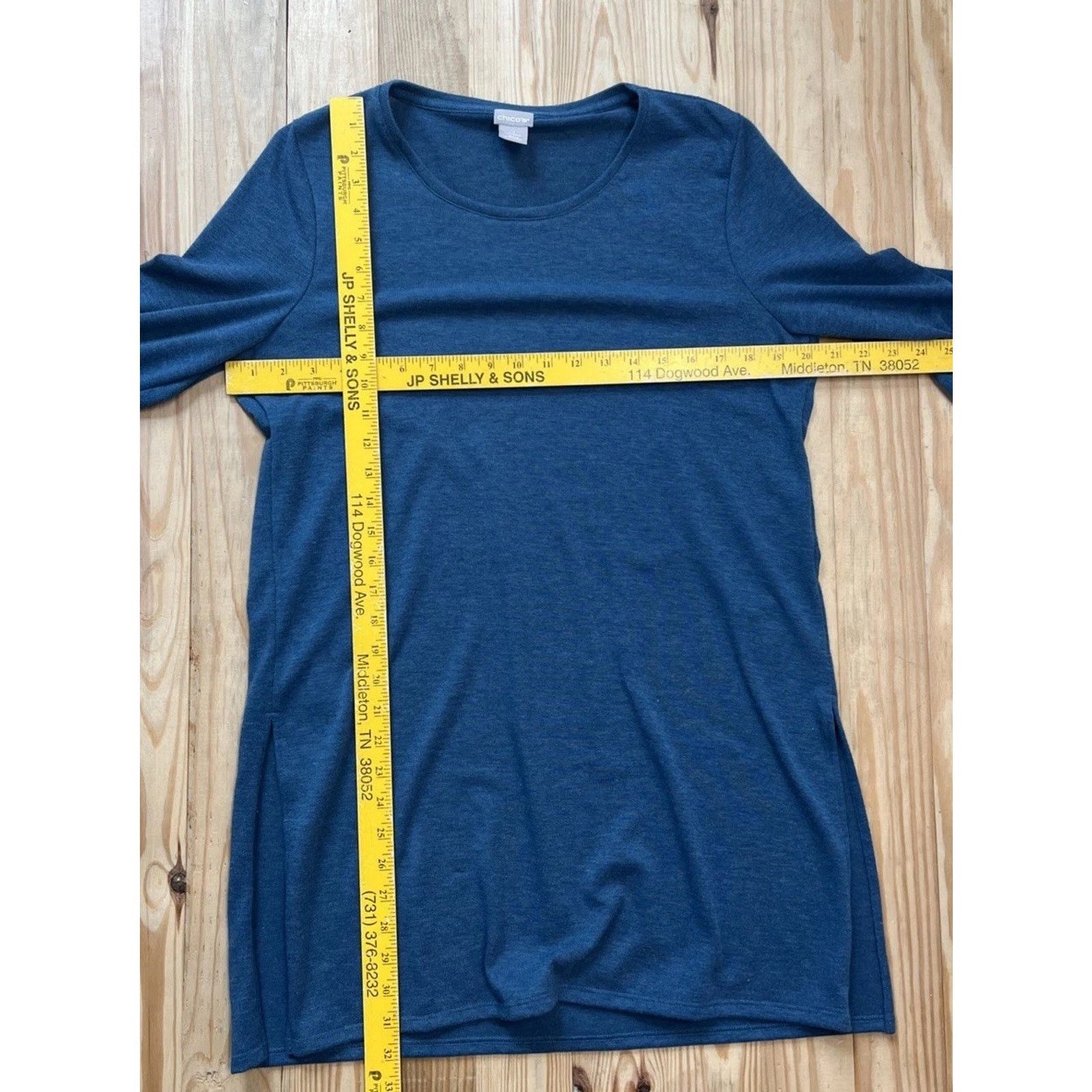 Chicos Chico's Size 1 M Blue Tunic Top Blouse Women Soft Size M / US 6-8 / IT 42-44 - 6 Thumbnail