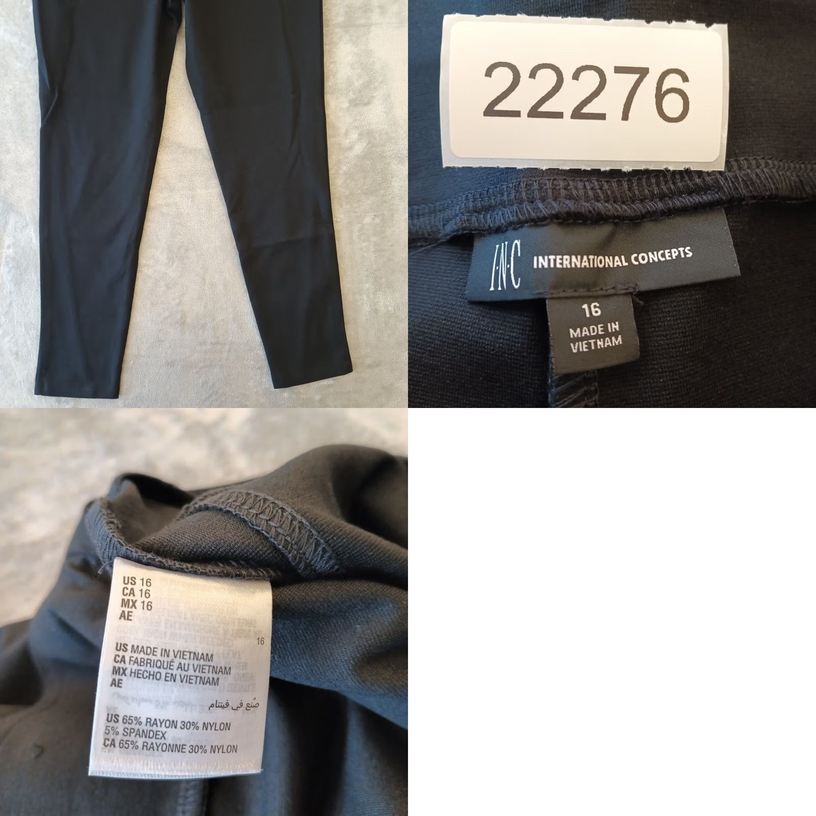 Vintage INC International Concepts Ankle Pants Womens Size 16 Black Pull On Skinny Stretch Size 38" / US 16 / IT 52 - 8 Thumbnail