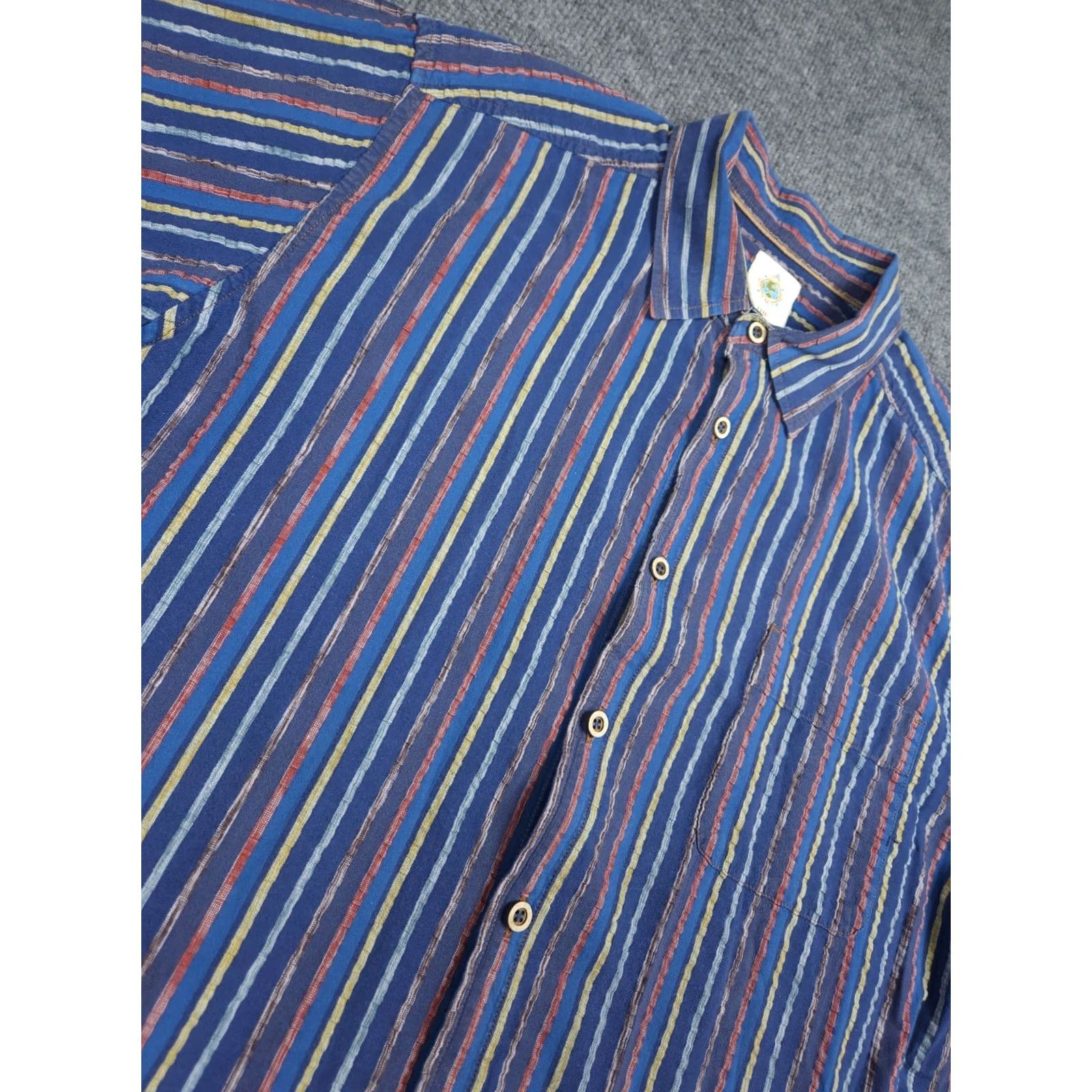 The Territory Ahead Territory Ahead Shirt Men's XL Blue Striped Abstract Woven Button Short Sleeve Size US XL / EU 56 / 4 - 3 Thumbnail