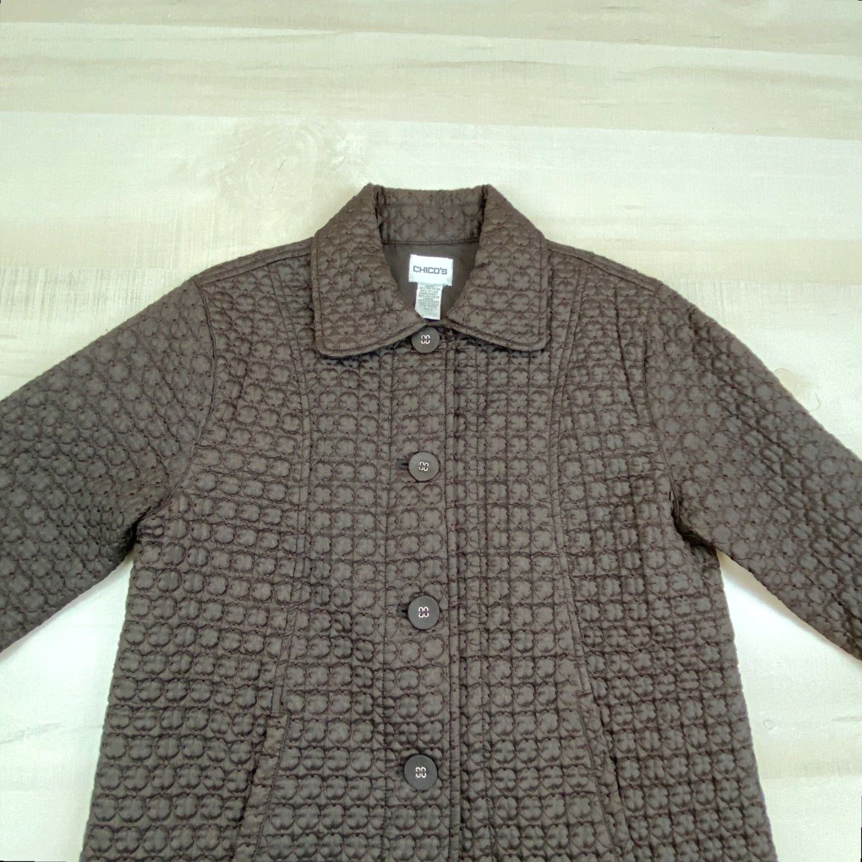 Vintage Chico's Quilted Brown Women's Jacket Size 4 Mid-Length Casual Lightweight Size S / US 4 / IT 40 - 2 Thumbnail