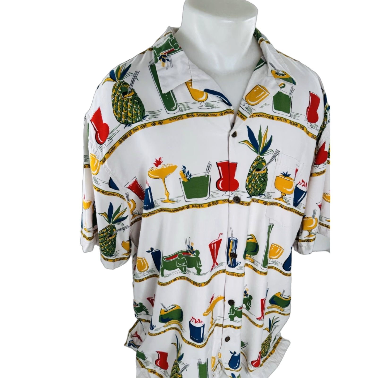 Todd Snyder KAHALA / TODD SNYDER Shirt 2XL Short Sleeve Button-Up Multicolor Hawaiian Aloha Cocktails Booze N/A Mens Size US XXL / EU 58 / 5 - 1 Thumbnail
