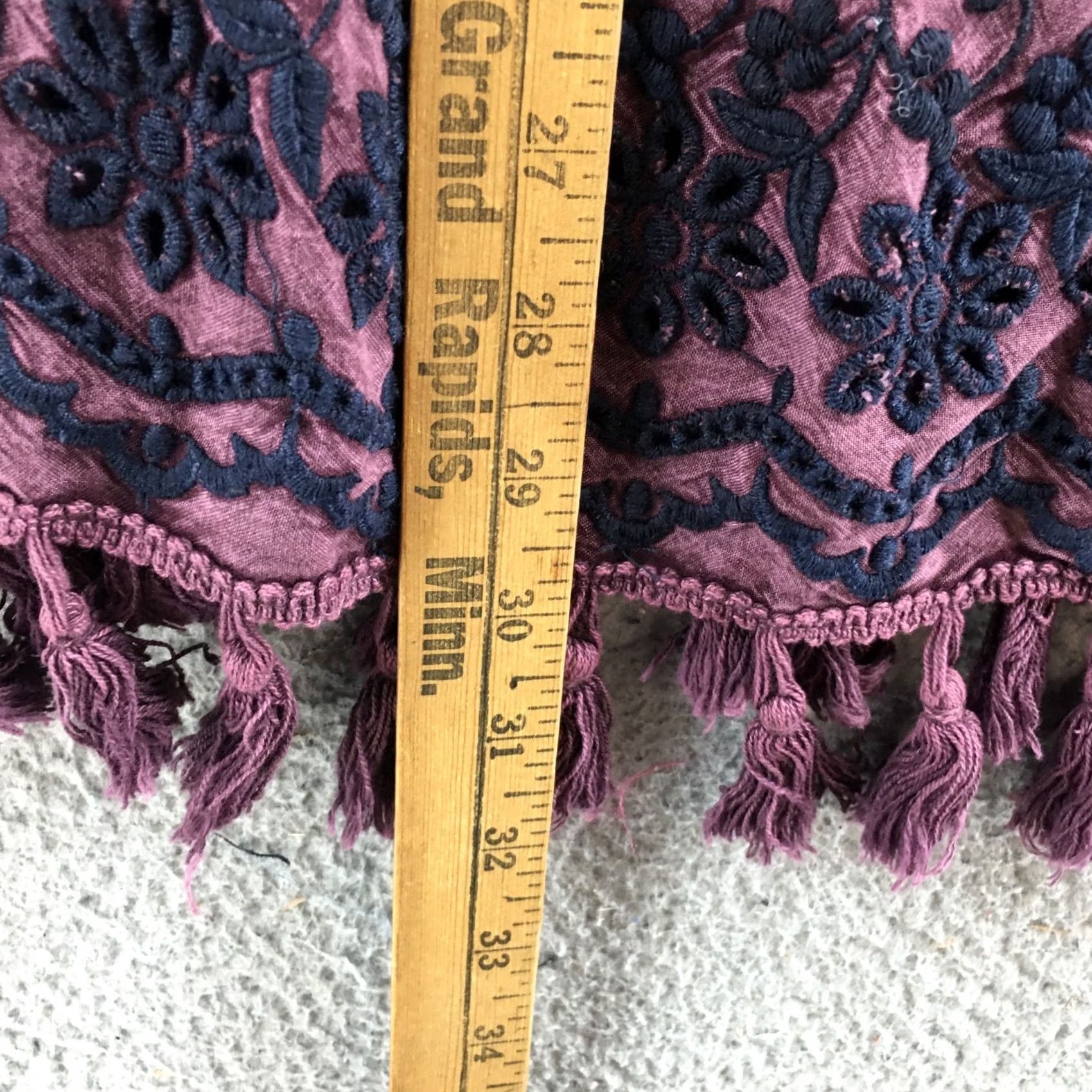 Vintage Indigo Womens S Cardigan Duster Purple Boho Embroidered Fringe Hem Casual Shirt/Top (Indigo Thread) Size S / US 4 / IT 40 - 7 Thumbnail