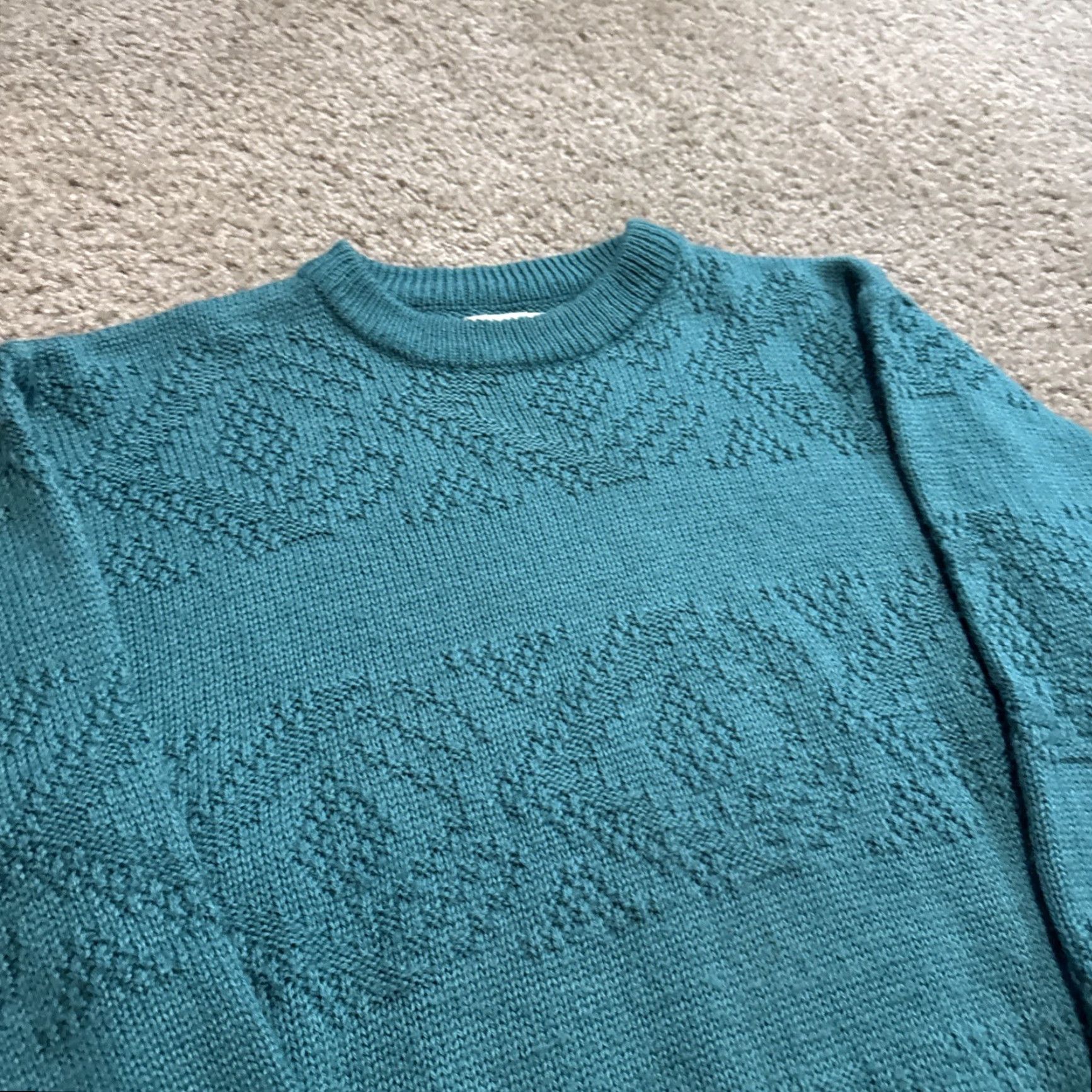 Saturdays NYC VINTAGE Saturdays Teal Blue Acrylic Knit Sweater Adult Large 80s 90s Pullover Unisex Mens Womens Size US L / EU 52-54 / 3 - 2 Thumbnail
