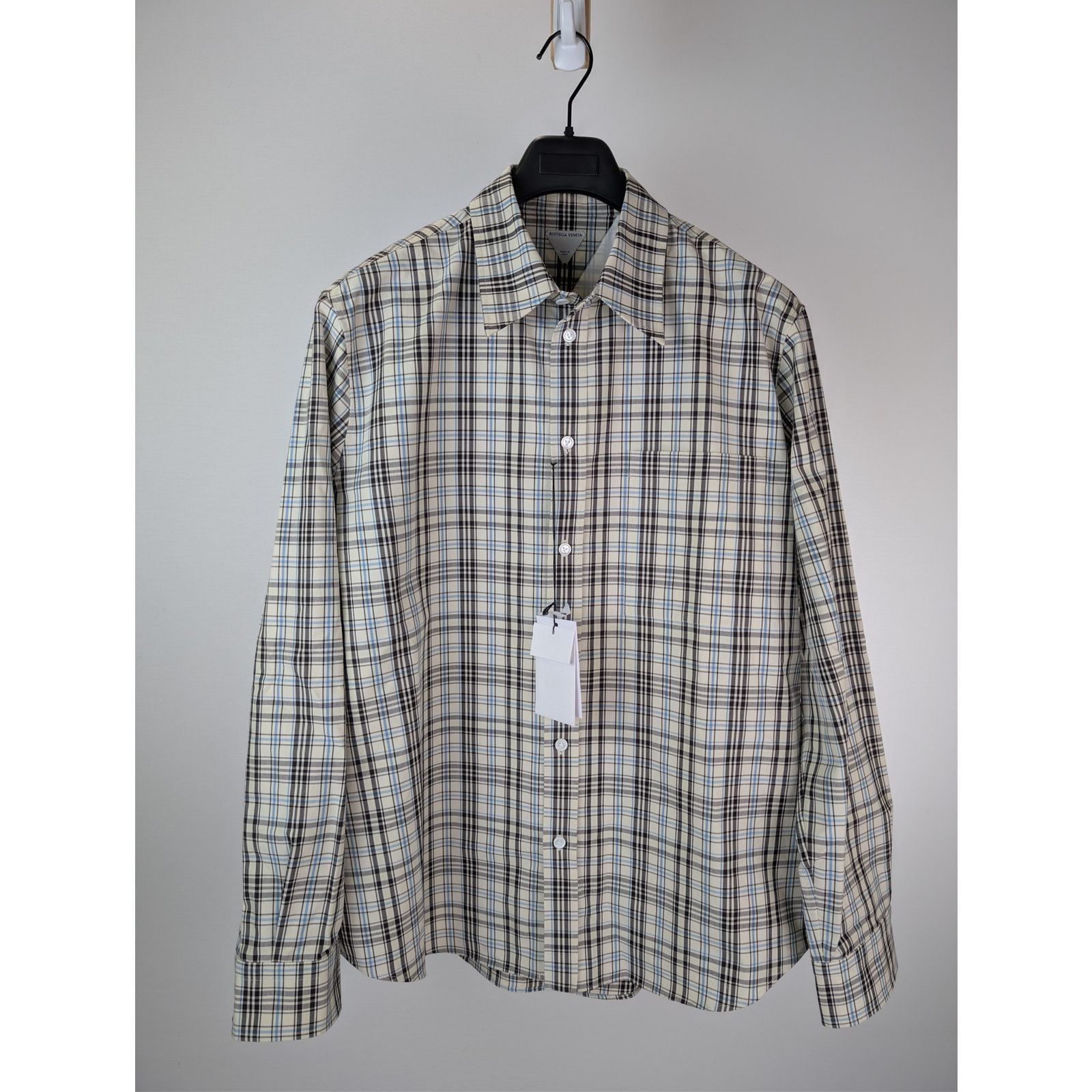 Bottega Veneta o1rshd1 Bold Check Composition Cotton Shirt Chalk / Fondant Size US S / EU 44-46 / 1 - 8 Thumbnail