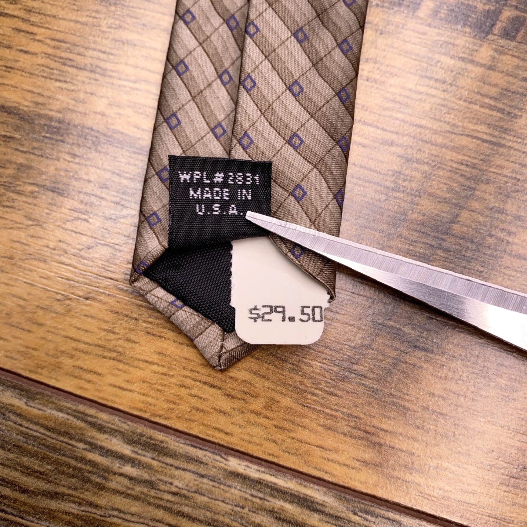 Jones New York Jones New York Silk Tie Gray Brown Geometric Woven 57"-60" Classic Pointed Wedding Men Tie Size ONE SIZE - 4 Thumbnail