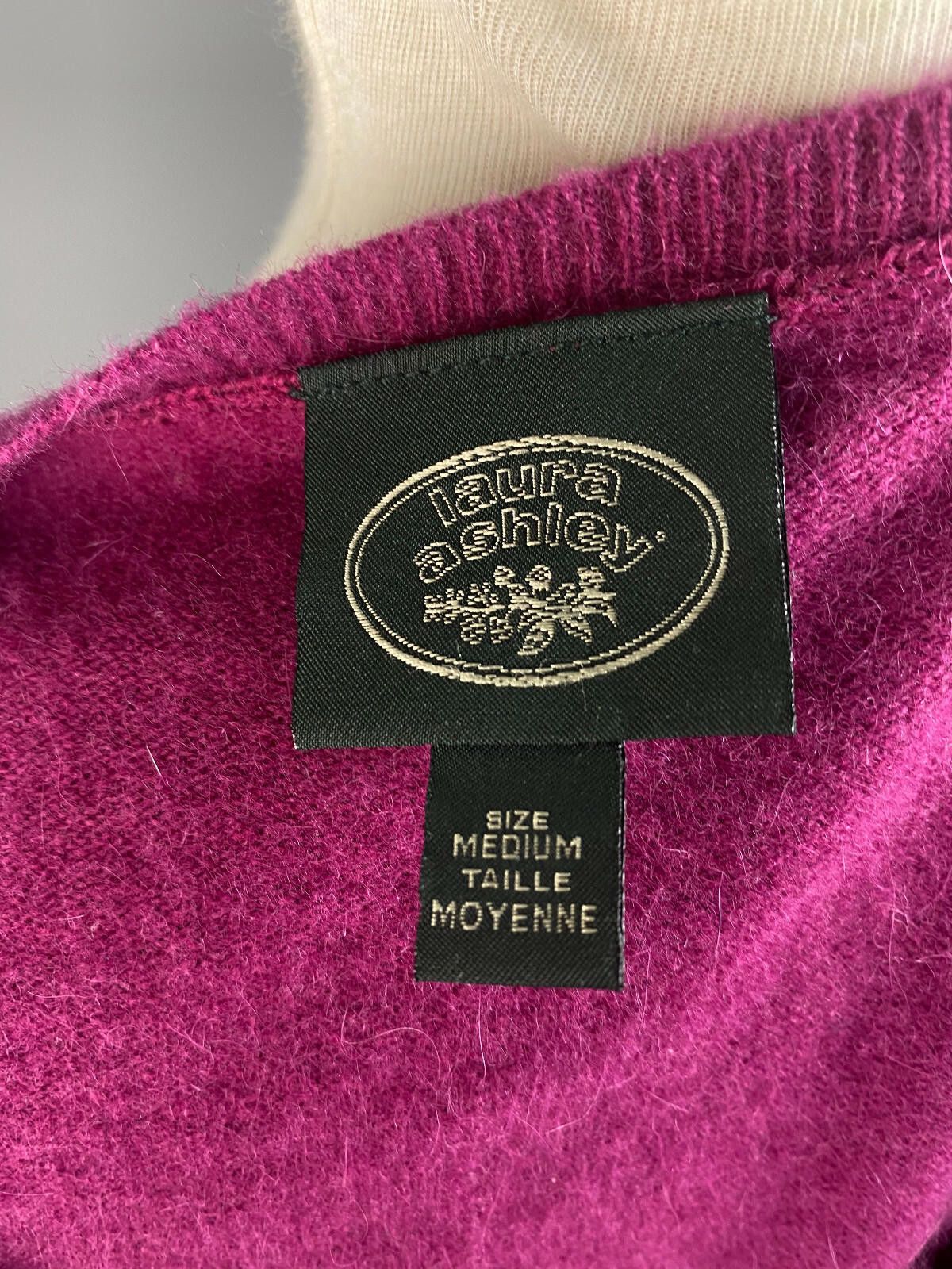 Designer Vintage Laura Ashley Pink Argyle Angora Sweater Vest Size M Size M / US 6-8 / IT 42-44 - 8 Thumbnail