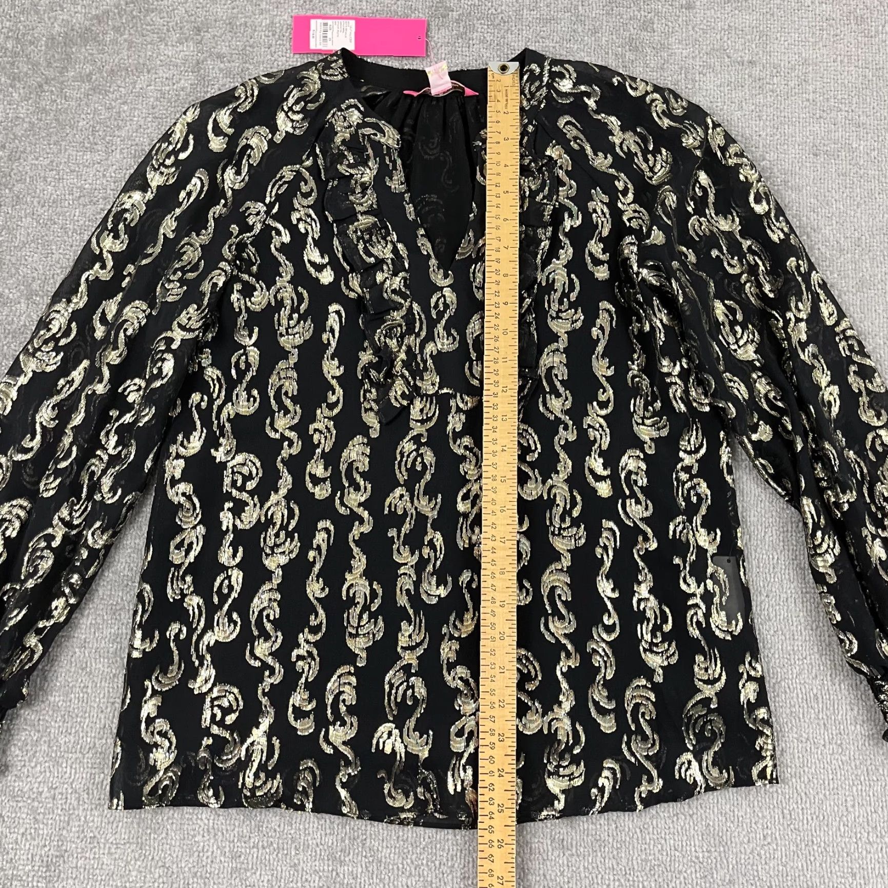 Lilly Pulitzer VINTAGE Lilly Pulitzer Blouse Womens XS Silk Chiffon Metallic Geometric Long Sleeve Casual Size XS / US 0-2 / IT 36-38 - 4 Thumbnail