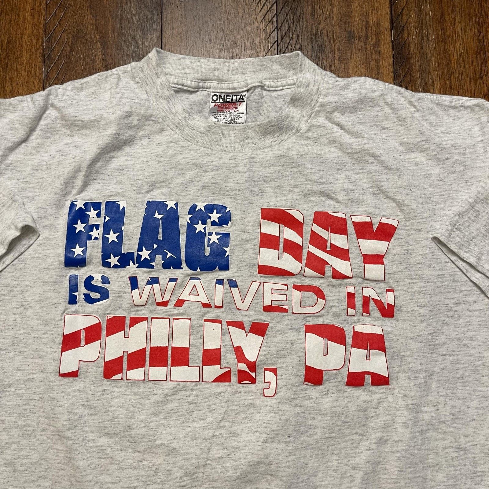 Vintage Vtg Oneita Flag Day Shirt L Philly PA USA Patriotic 90s Size US L / EU 52-54 / 3 - 3 Thumbnail