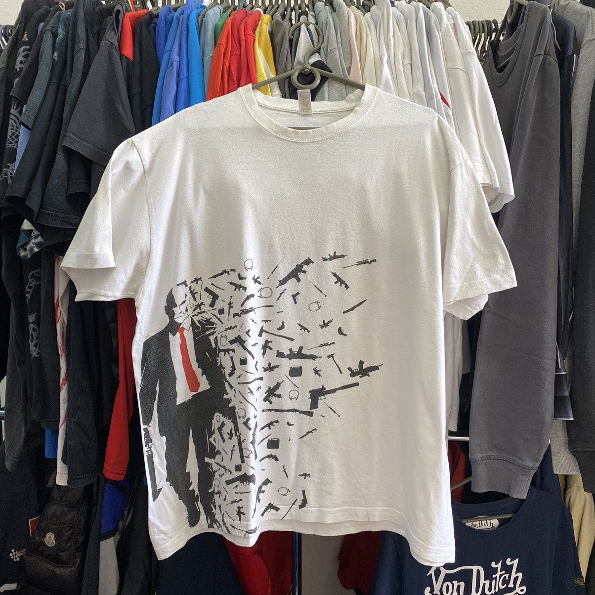 Vintage Vintage Hitman Overprinted Graphic logo Movie 90’s tee Size US XL / EU 56 / 4 - 1 Thumbnail