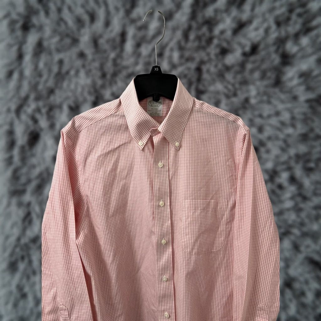 Brooks Brothers VINTAGE Brooks Brothers Original Polo Shirt Men 15 Pink Plaid Milano Non Iron L/S Button-Up Collared Shirt Mens Regular Pink Classics Classic Preppy Size US M / EU 48-50 / 2 - 1 Thumbnail