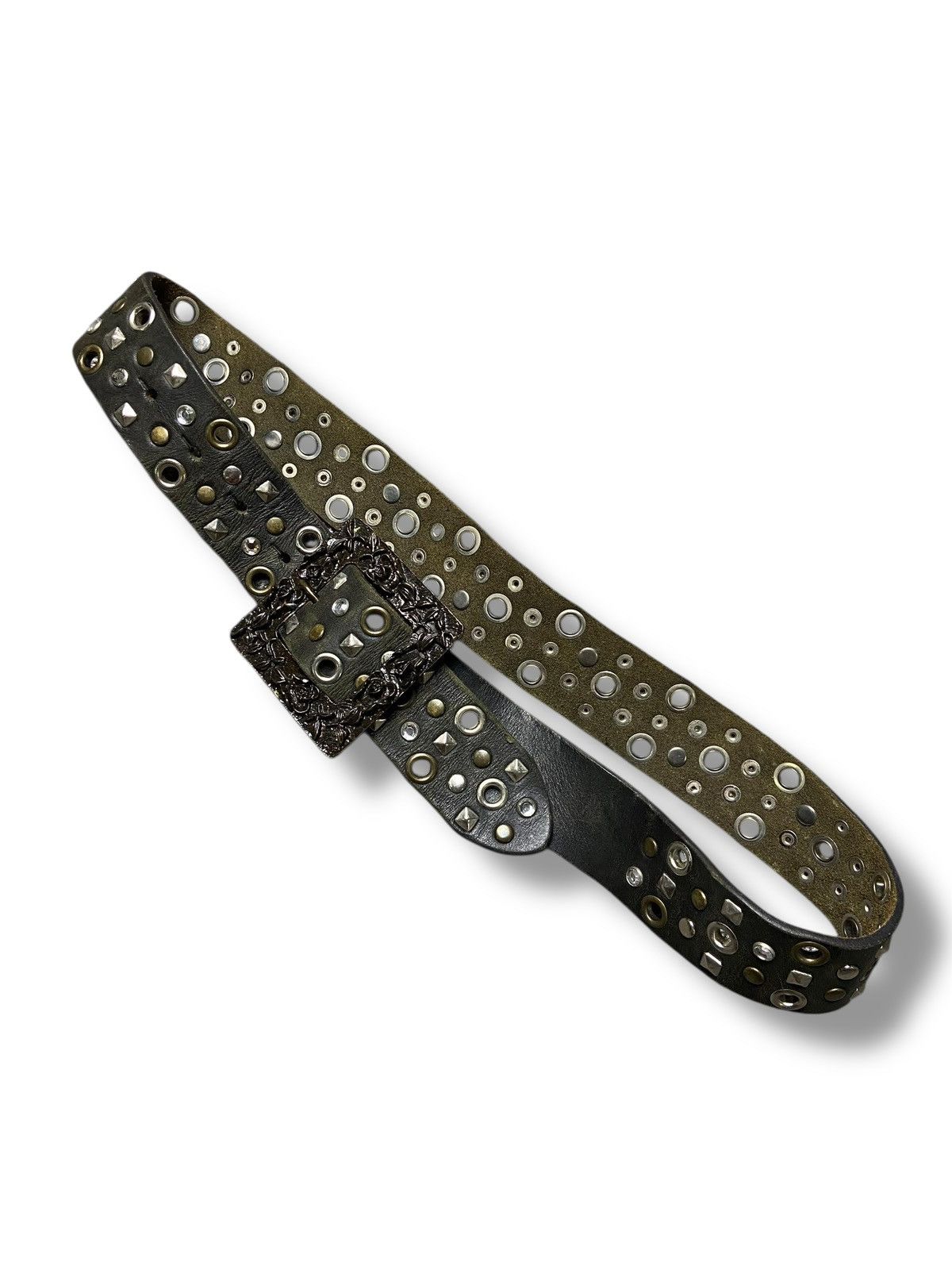 STUDDED METALLIC LEATHER PANTS (142)