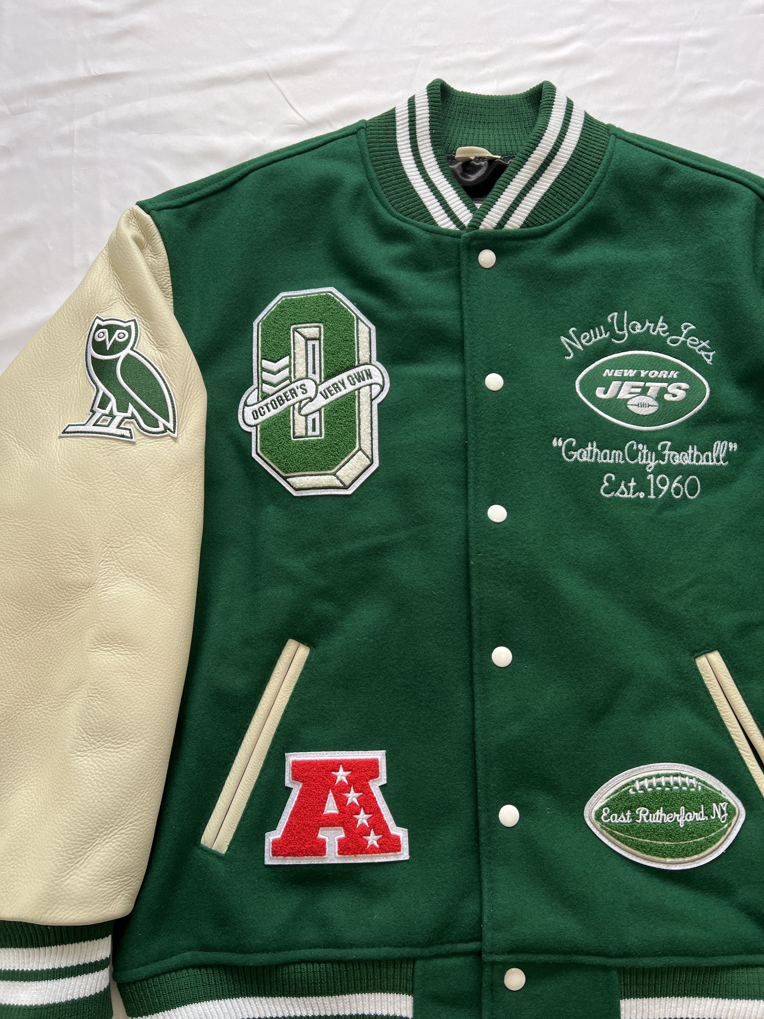 Drake OVO x NFL NEW YORK JETS OG VARSITY JACKET Size US XL / EU 56 / 4 - 5 Thumbnail