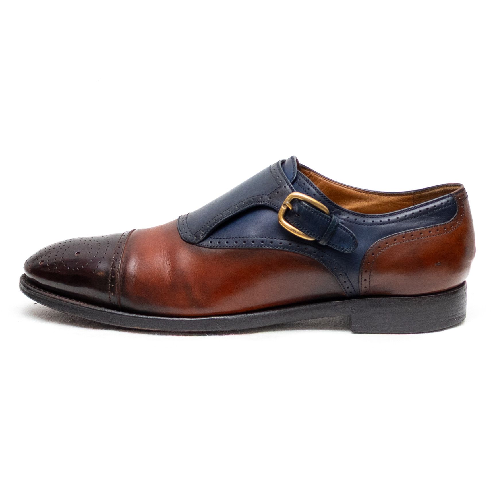 Gucci Gucci Men’s Leather Monk Strap Brogue Cap Toe Dress Shoes 9 Size US 9 / EU 42 - 3 Thumbnail