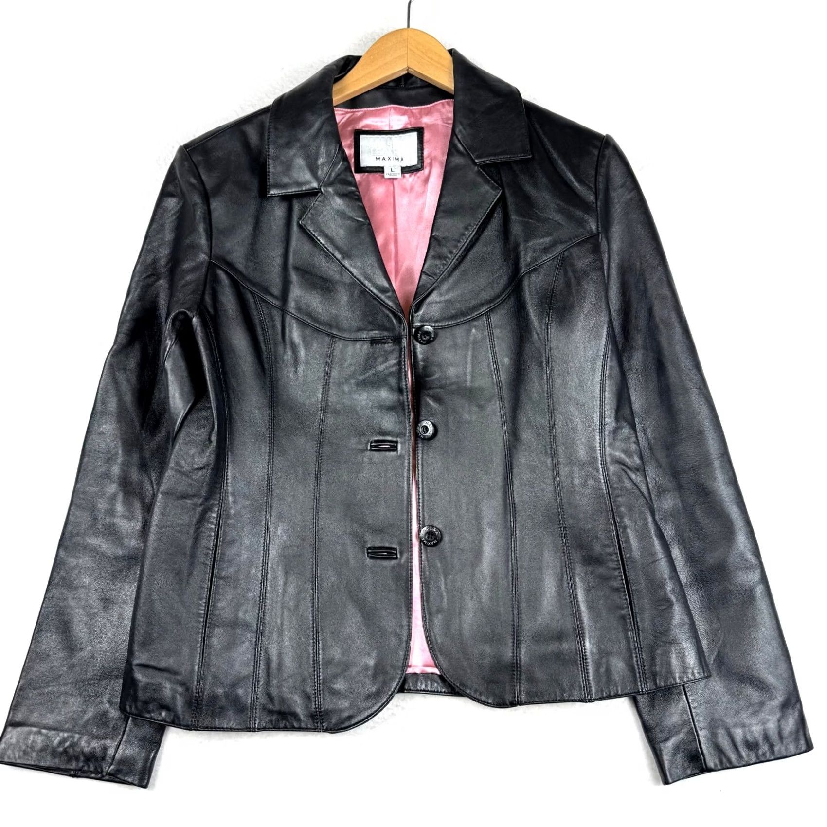 Vintage VINTAGE Wilsons Leather Coat Womens L Black Leather Mid-Length 90s Satin Pink Liner Regular Coat Mens Womens Girls Size L / US 10 / IT 46 - 2 Thumbnail