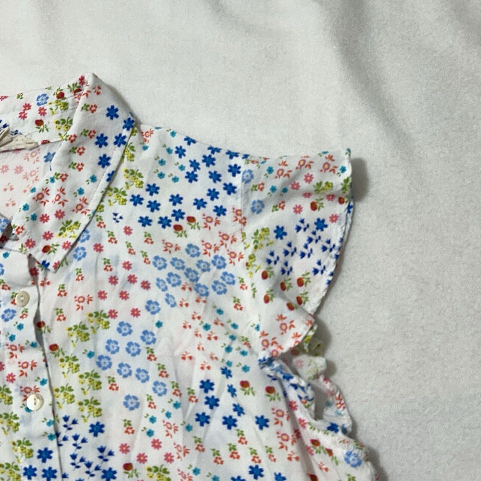 Other Jane and Delancey Medium White Floral Blouse Flutter Sleeves Size M / US 6-8 / IT 42-44 - 5 Thumbnail