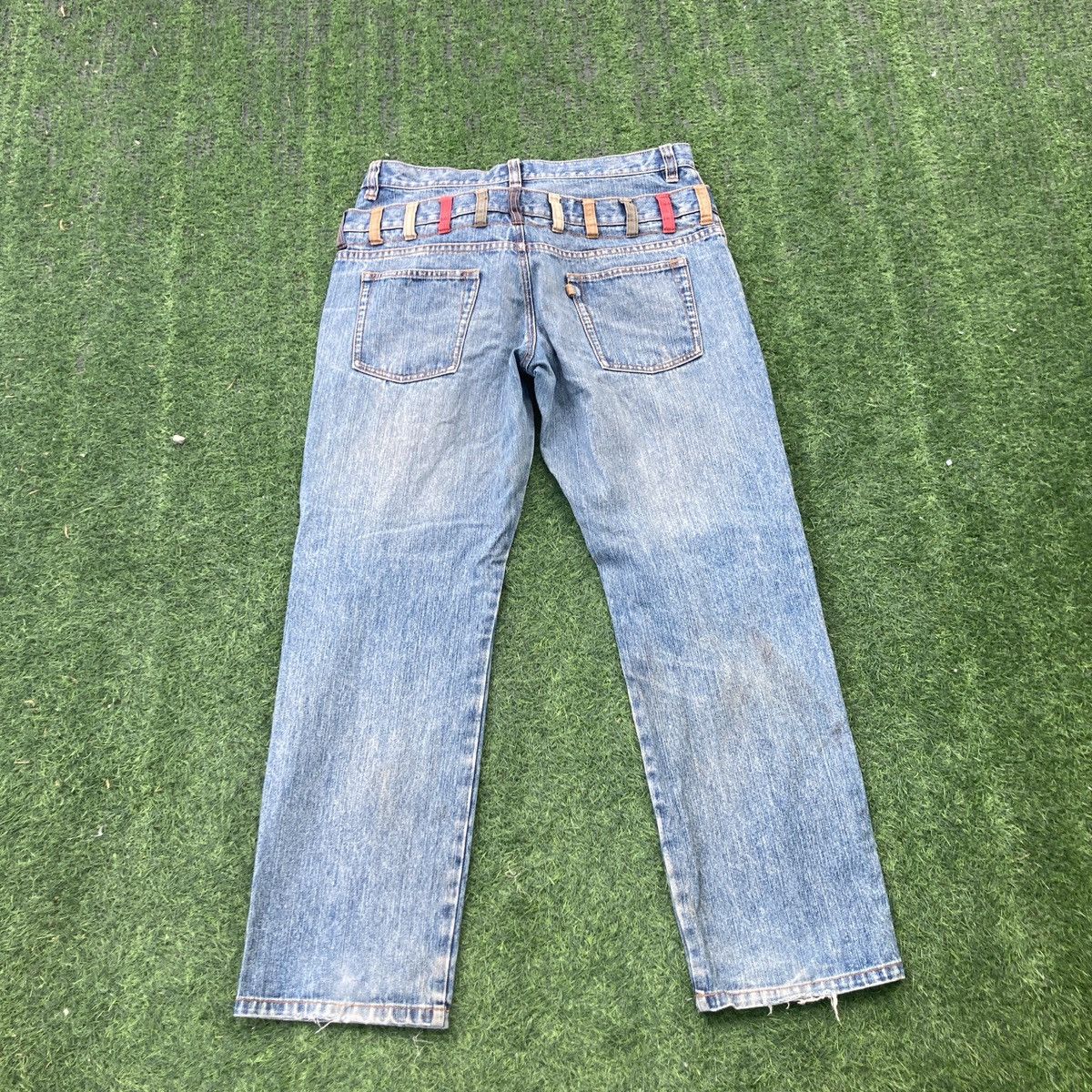 Japanese Brand AMORE PURO DOUBLE WAIST RIPPED JEANS Size US 34 / EU 50 - 2 Thumbnail