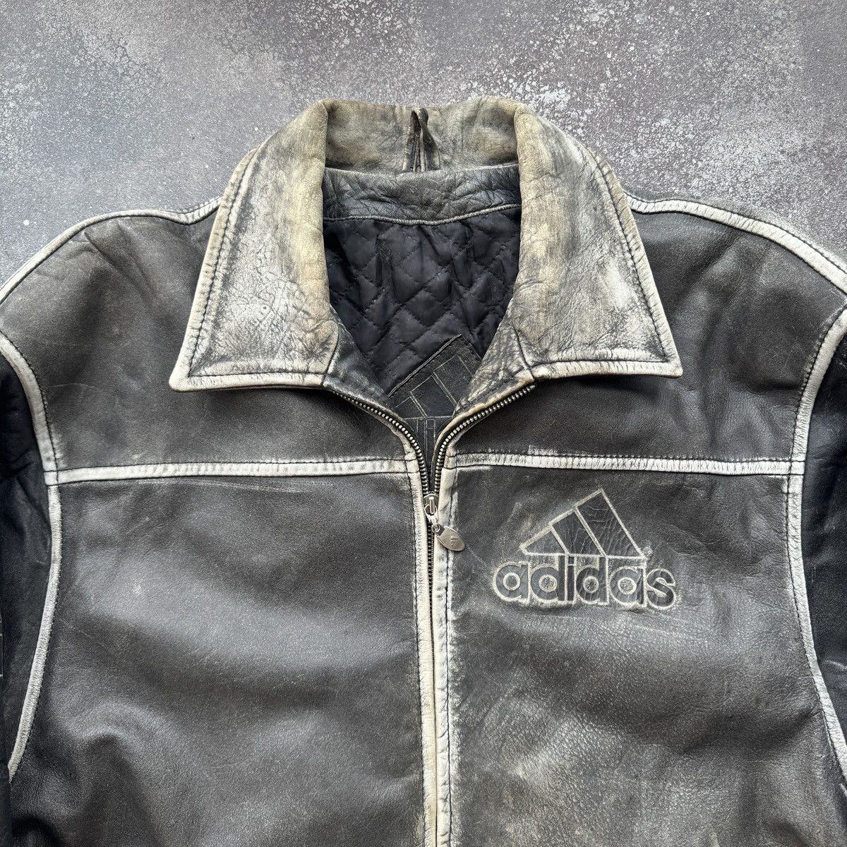 Adidas Adidas Equipment 90s Vintage Rare Real Faded Leather Jacket Size US L / EU 52-54 / 3 - 6 Thumbnail