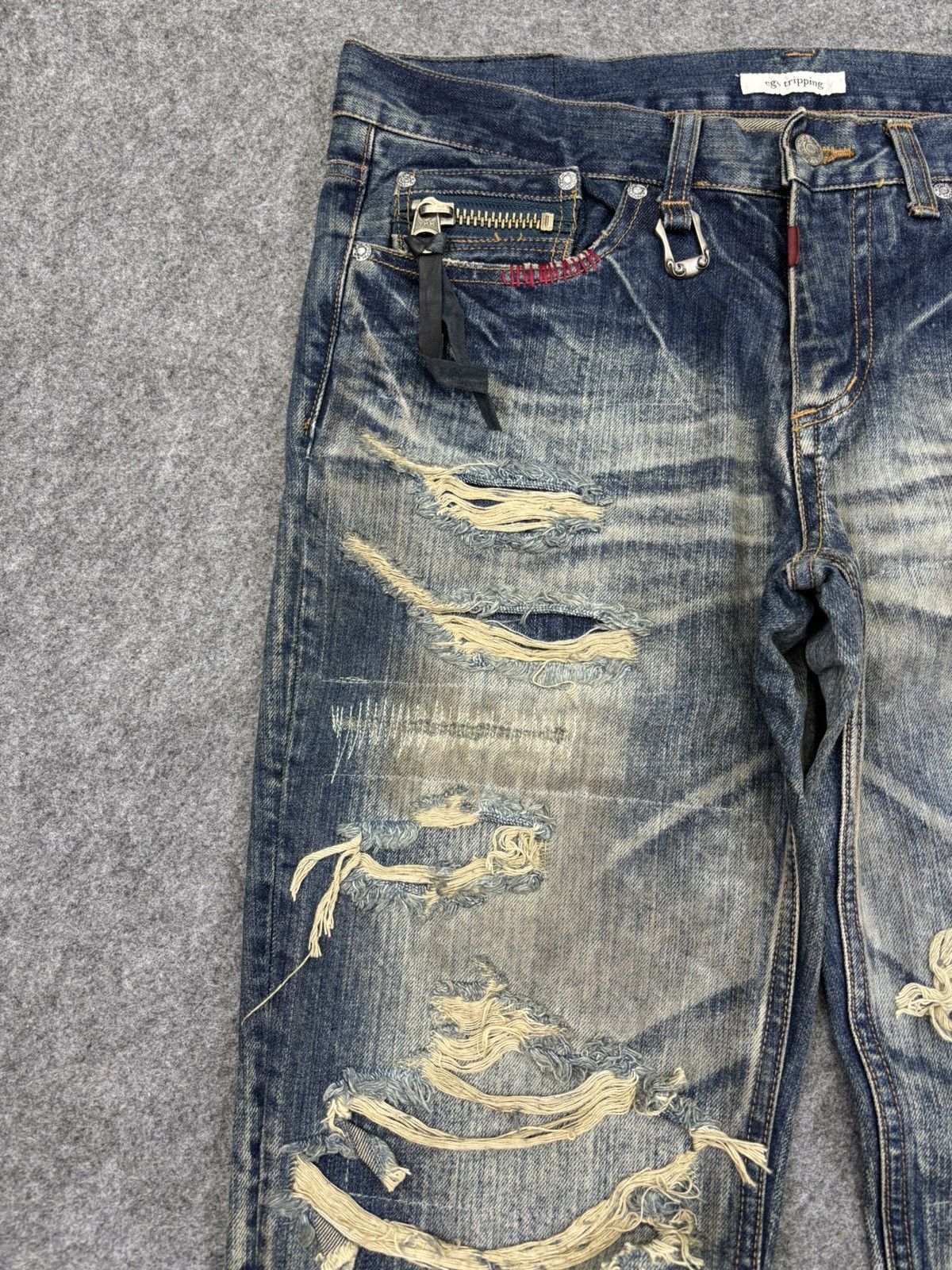 Ego Tripping 💥Super Distressed Style💥Ego Tripping Heavy Denim F841 Size US 34 / EU 50 - 4 Thumbnail