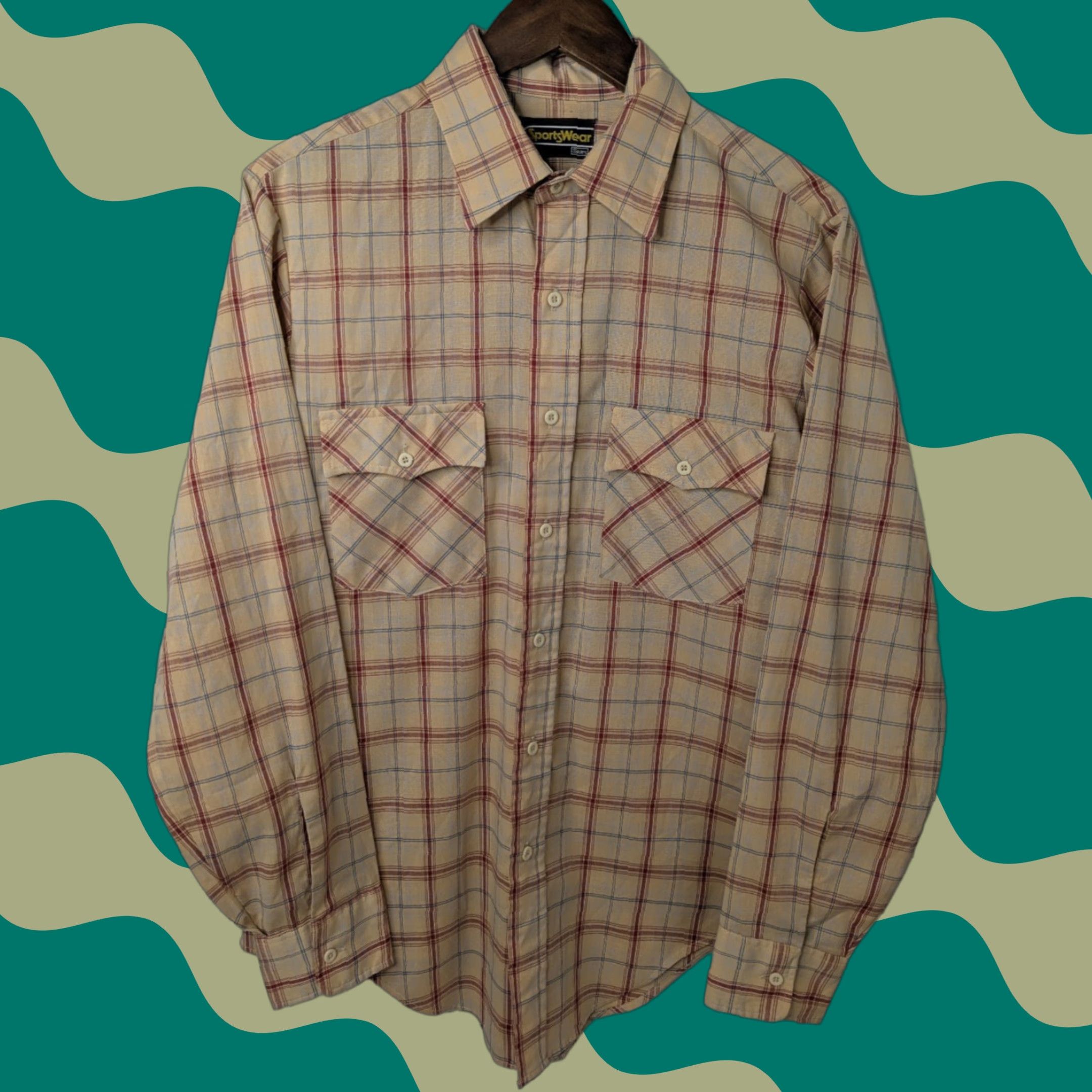 Sears VINTAGE Sears Sportswear Beige Plaid Button Shirt Long Sleeve Men’s Medium Size US M / EU 48-50 / 2 - 1 Thumbnail