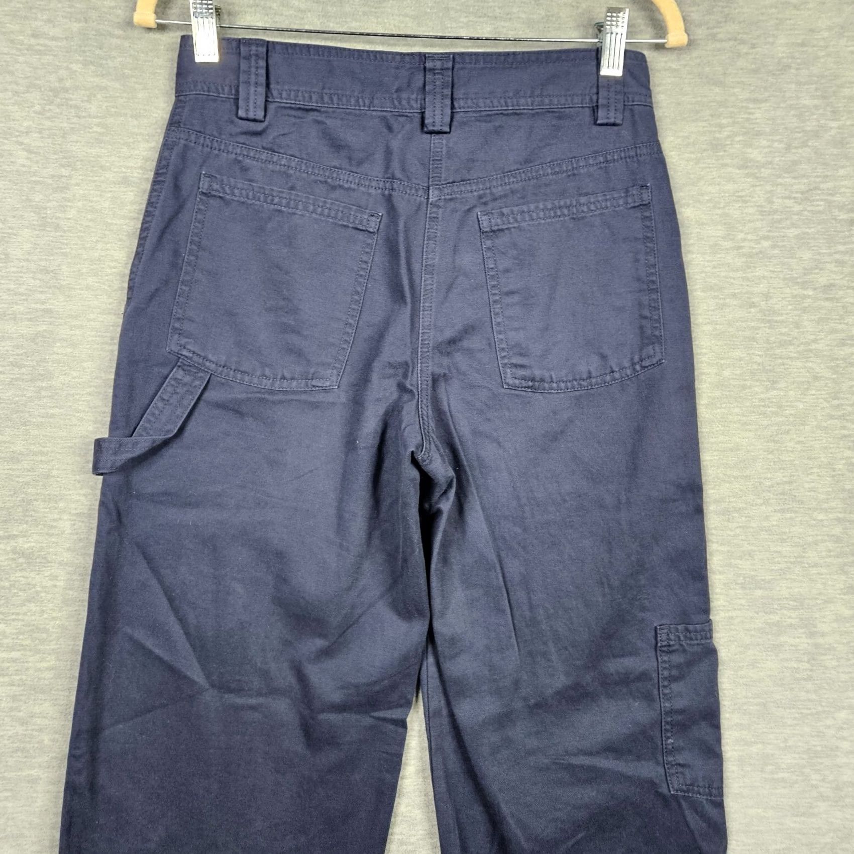 Vintage Sunday Best Women’s Navy blue Straight Leg 100% Organic Cotton Casual Pants Sz 4 Size 27" / US 4 / IT 40 - 6 Thumbnail