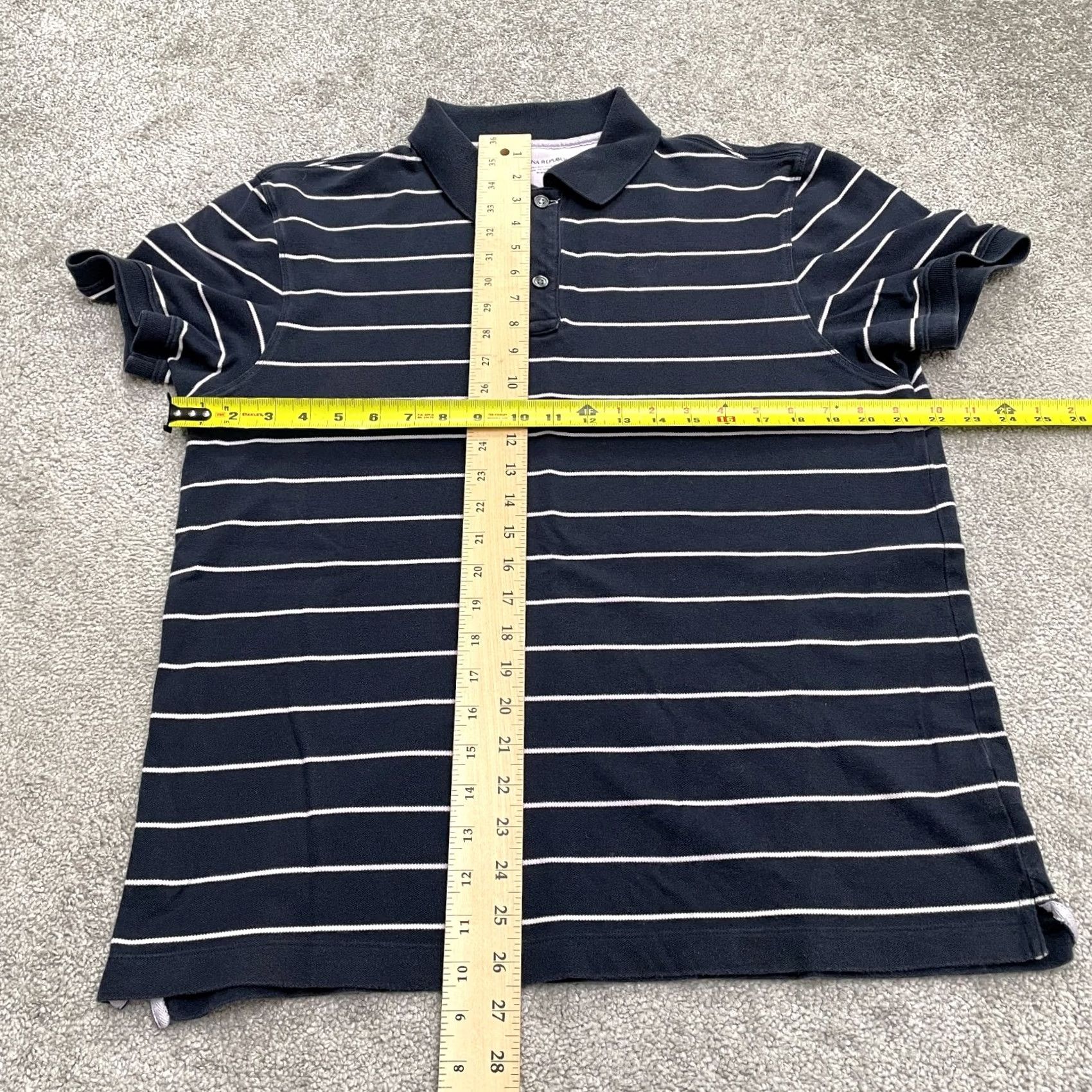 Banana Republic Banana Republic Polo Shirt Mens Large Navy Blue Striped Cotton Blend Short Sleeve Casual Top Size US L / EU 52-54 / 3 - 7 Thumbnail