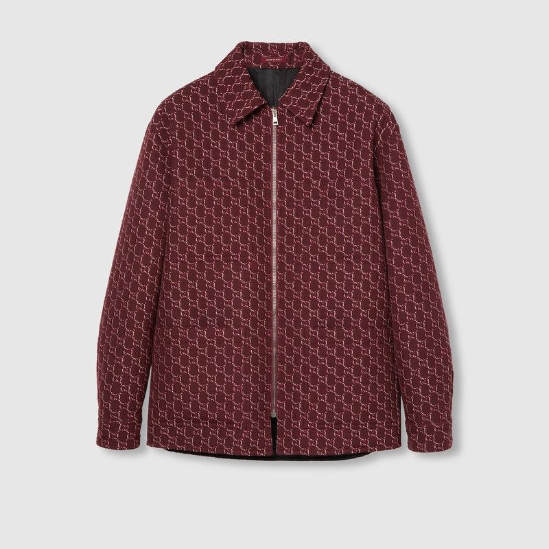 Gucci o1loc1c1225 803984 Wool Jacket With GG Shadow in Red Size US L / EU 52-54 / 3 - 1 Thumbnail