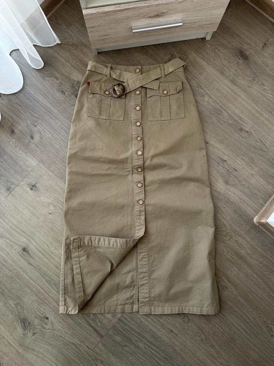 Japanese Brand × Vintage Vintage Bruna Beige Below The Knee Button Skirt Size 30" / US 8 / IT 44 - 1 Thumbnail
