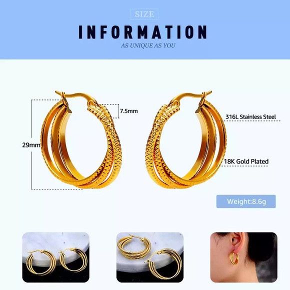 The Unbranded Brand Stainless steel hoop circle twisted earrings Size ONE SIZE - 5 Thumbnail